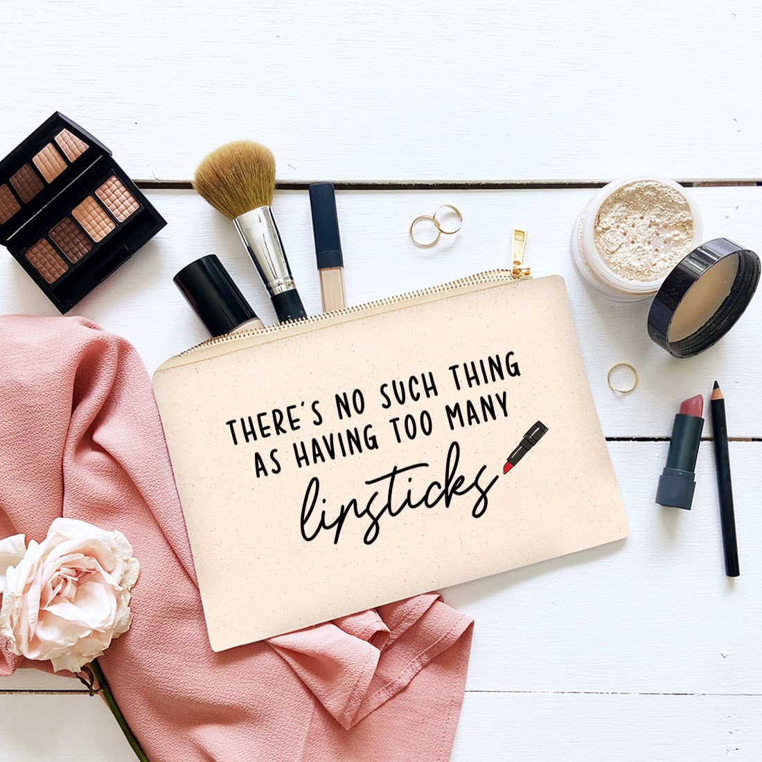 Funny Lipstick Makeup Bag - Cute Cosmetic Travel Pouch for Women (6.5x9 Inch) - Perfect Gift & Purse Organizer