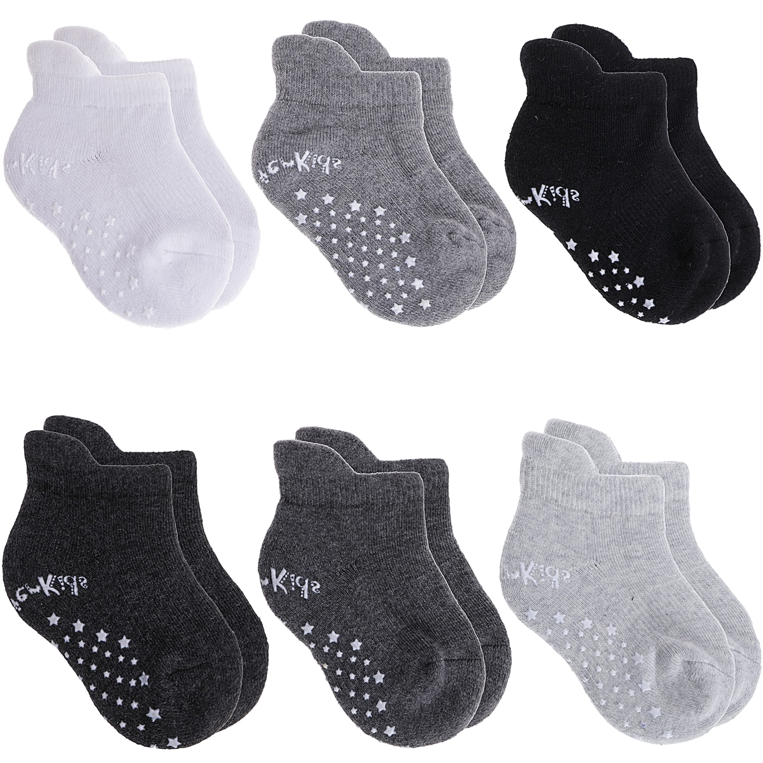 Non-Slip Baby Socks for Toddlers - Anti-Skid Cotton Ankle Socks with Grippers for Girls & Boys - Perfect for Playtime, Daycare and First Steps