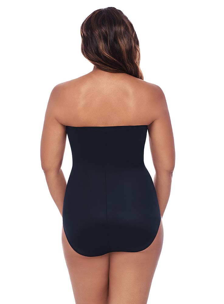 Miraclesuit Women's Rock Solid Madrid Bandeau Underwire One Piece Swimsuit with Detachable Straps – Perfect for Beach Vacations, Pool Parties & Summer Getaways