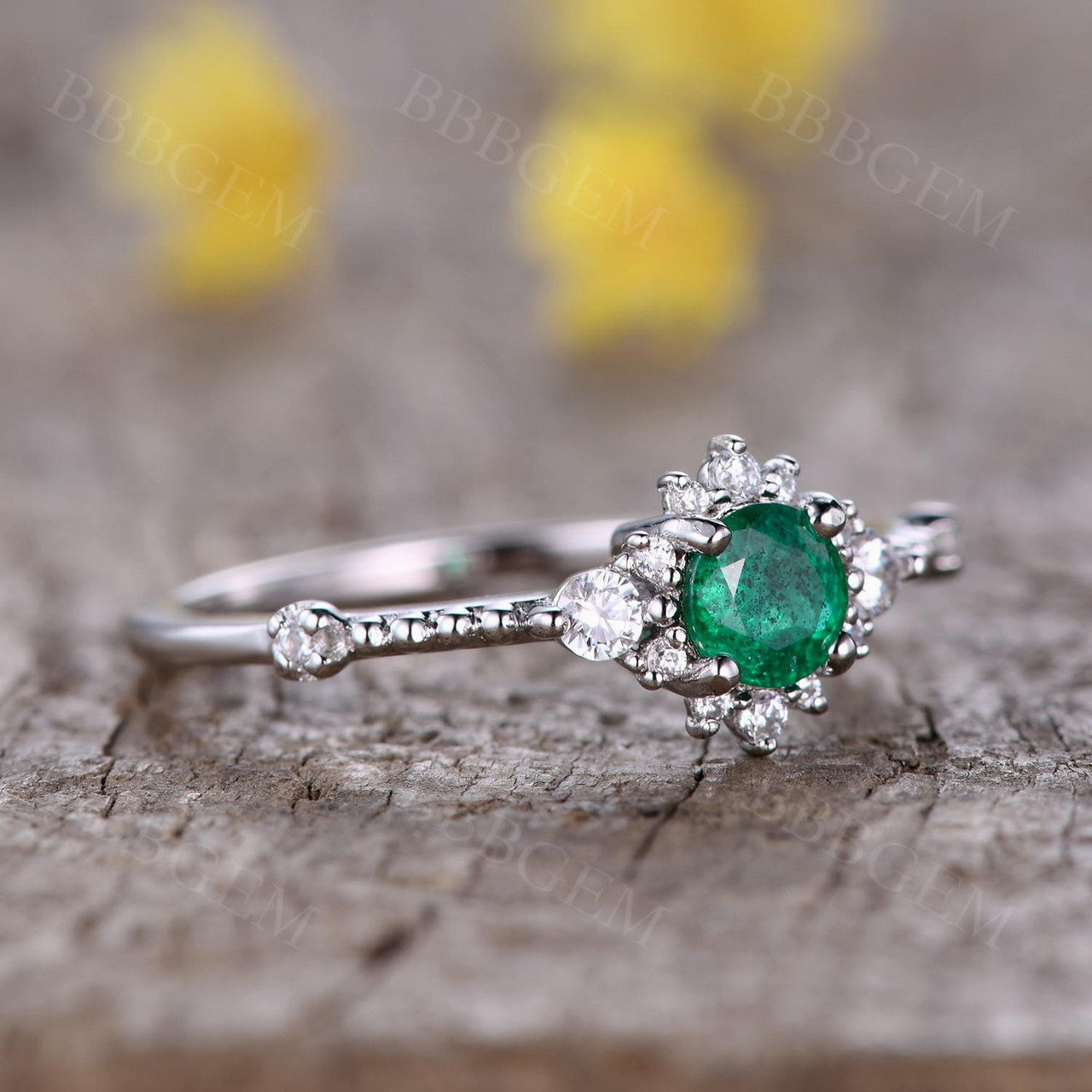 Minimalist Natural Emerald Engagement Ring - 5mm Round Zambian May Birthstone for Women | Perfect for Proposals, Anniversaries & Everyday Elegance
