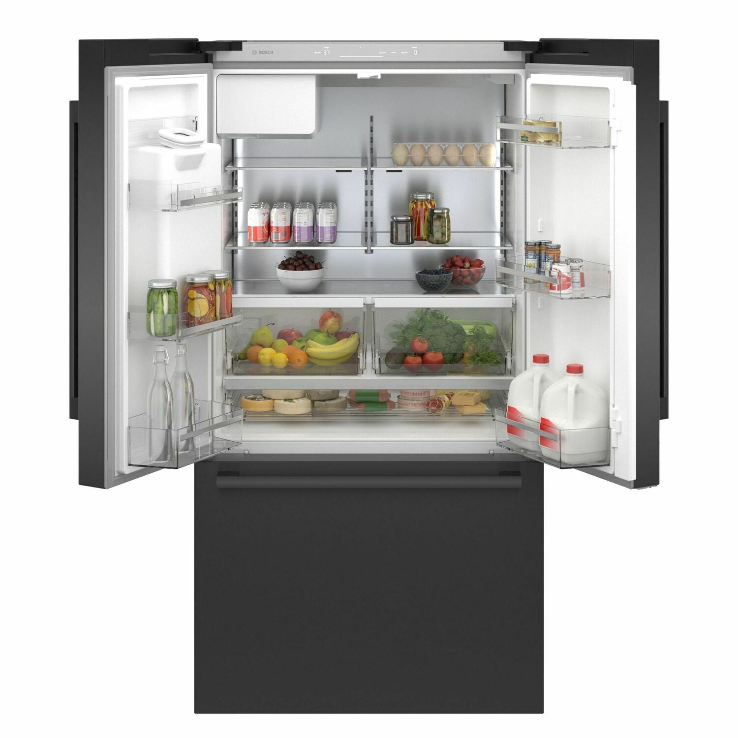 Bosch B36CD50SNB 500 Series 36 Inch French Door Bottom Freezer Refrigerator - Black Stainless Steel - Energy Star Rated - Spacious Storage for Large Families - Perfect for Modern Kitchens & Entertaining