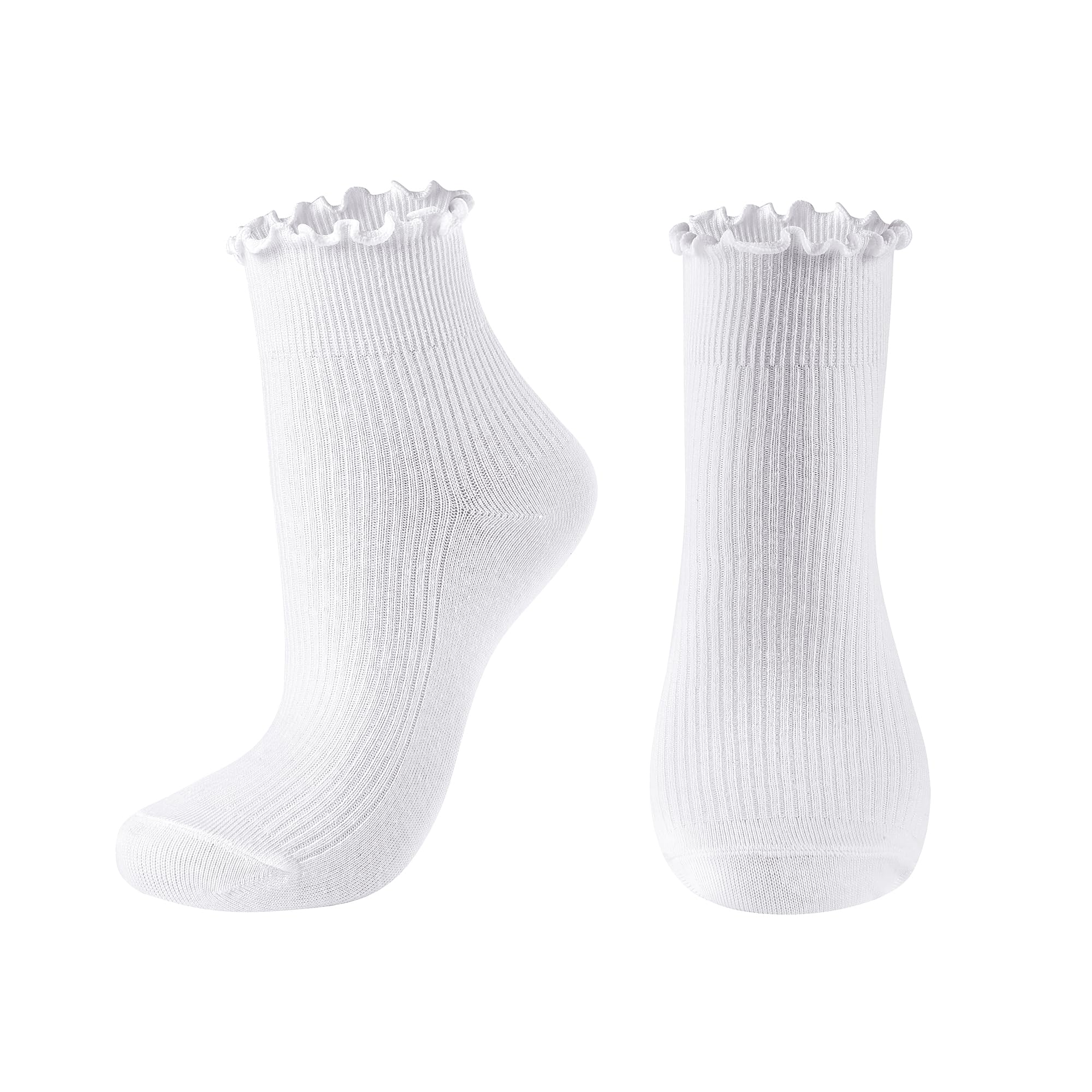 UTTPLL Women's Ruffle Lettuce Ankle Socks - Soft Cotton Crew Socks for Casual & Athletic Wear