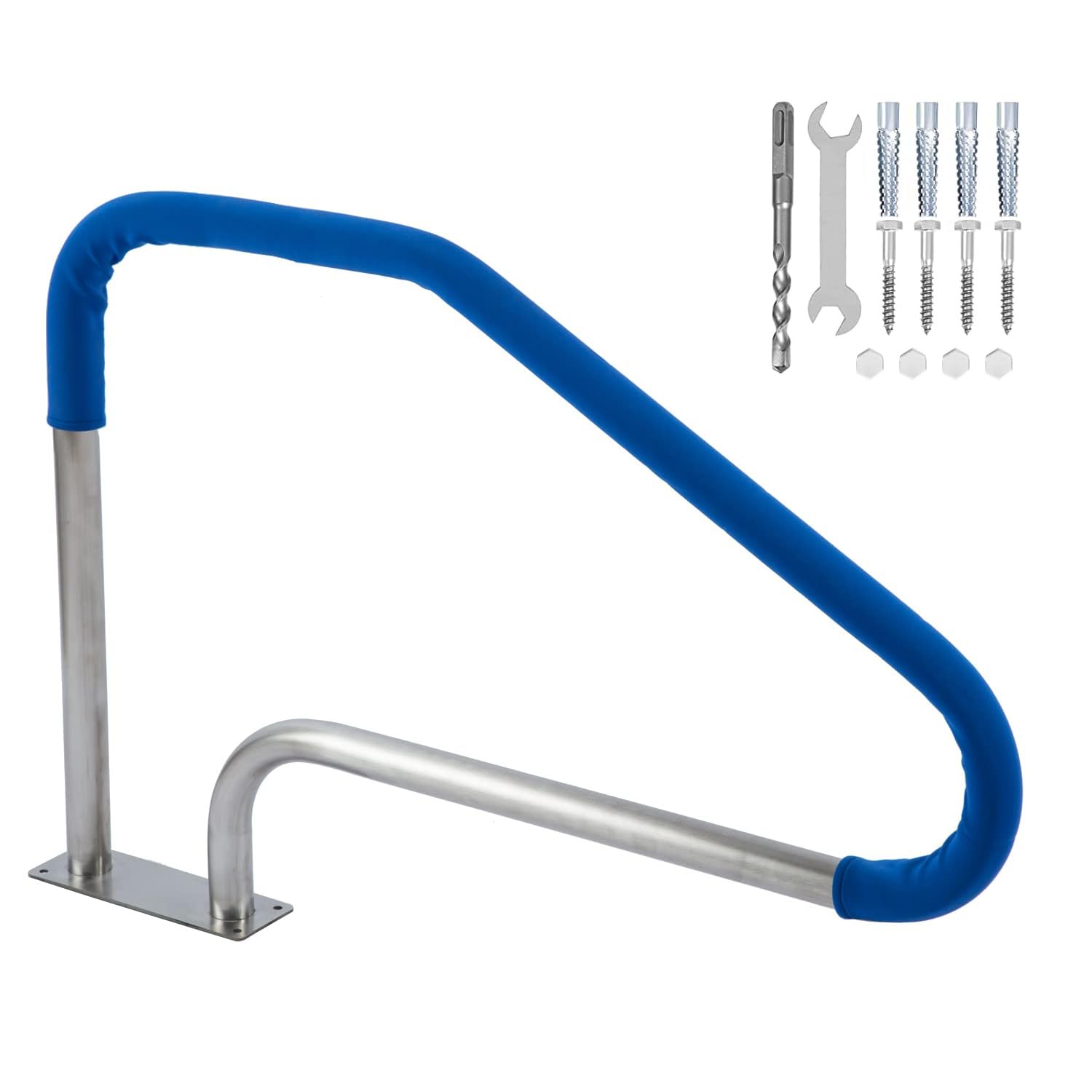48x32 Inch 4-Bend 304 Stainless Steel Swimming Pool Handrail with Quick Mount Base Plate - 2