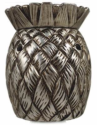 Gilded Basket Pewter Finish Weave Pattern Decorative Electric Oil Wax Candle Warmer - Perfect for Home Decor, Aromatherapy, and Creating a Cozy Ambiance