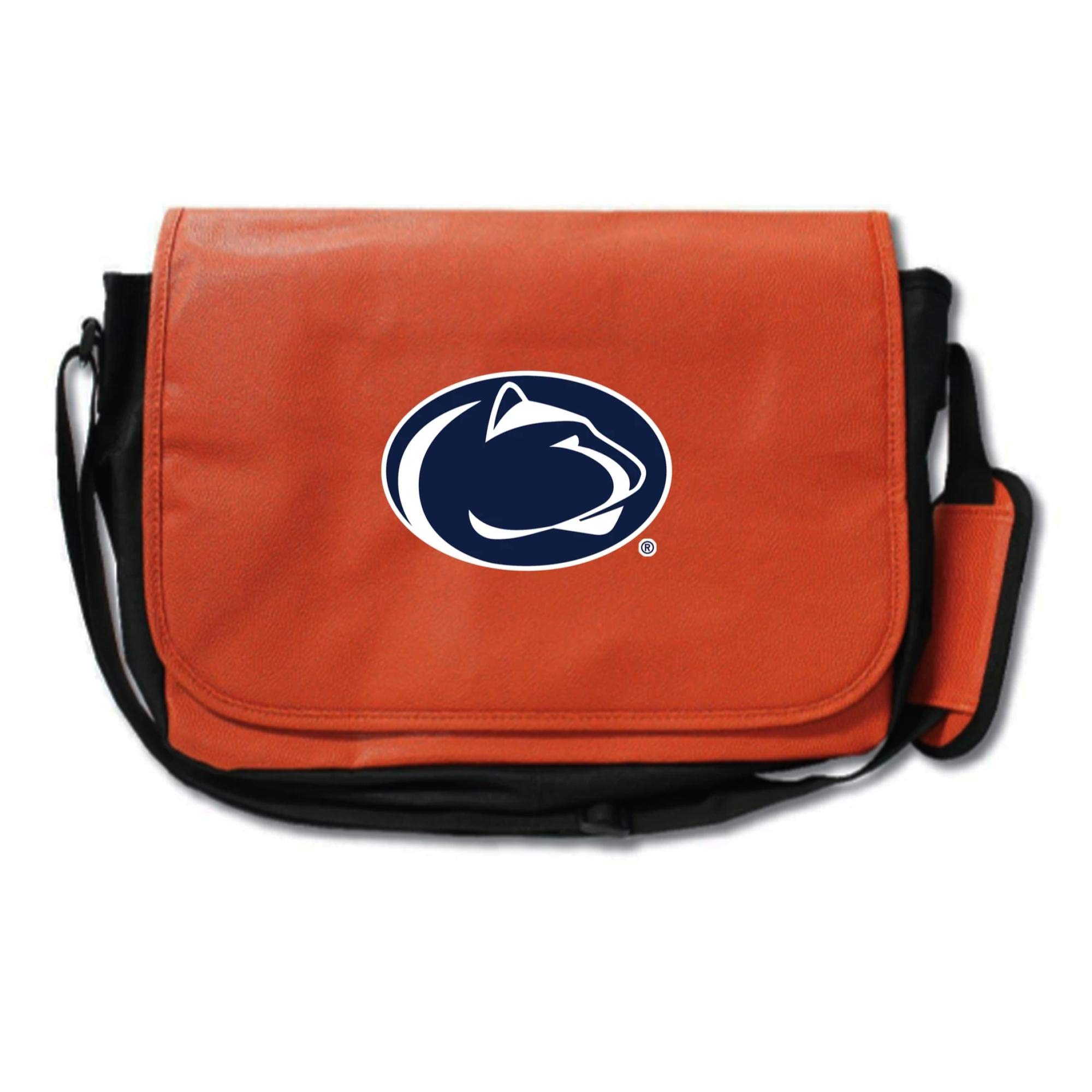 Penn State Nittany Lions Leather Laptop Bag - Basketball Material - Orange for College & Work