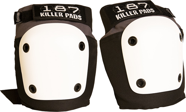 187 Fly Knee Pads XL - Grey/Black with White Accents - Durable Protective Gear for Skateboarding, BMX, and Extreme Sports