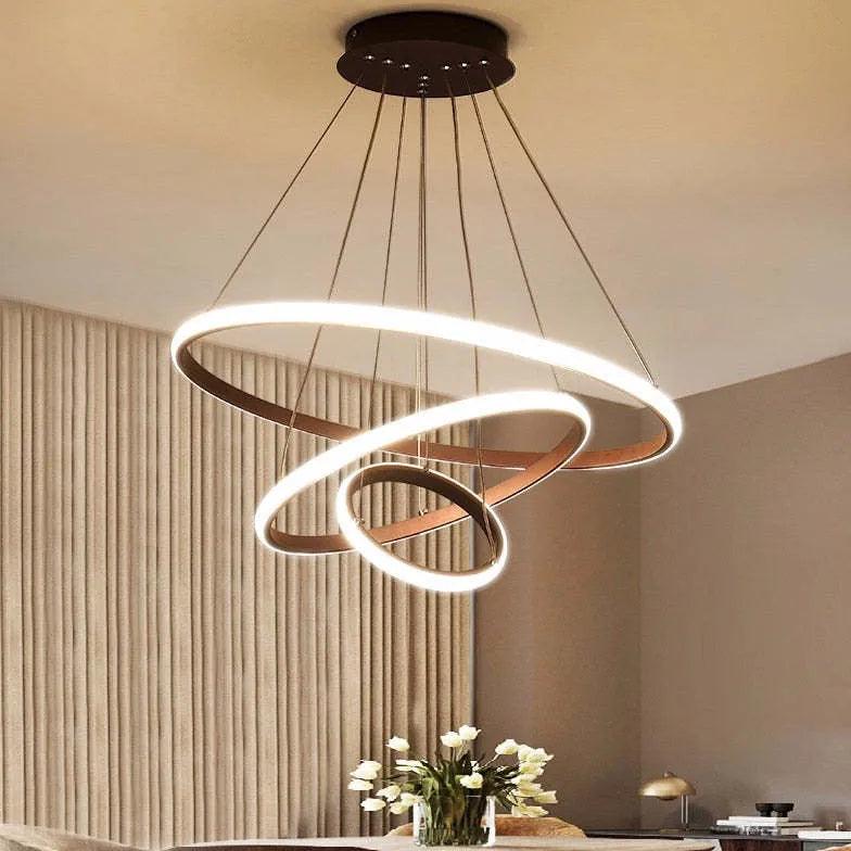 Modern Ring Shaped LED Pendant Light - Sleek Contemporary Ceiling Lighting for Dining Room, Kitchen, or Bedroom Decor