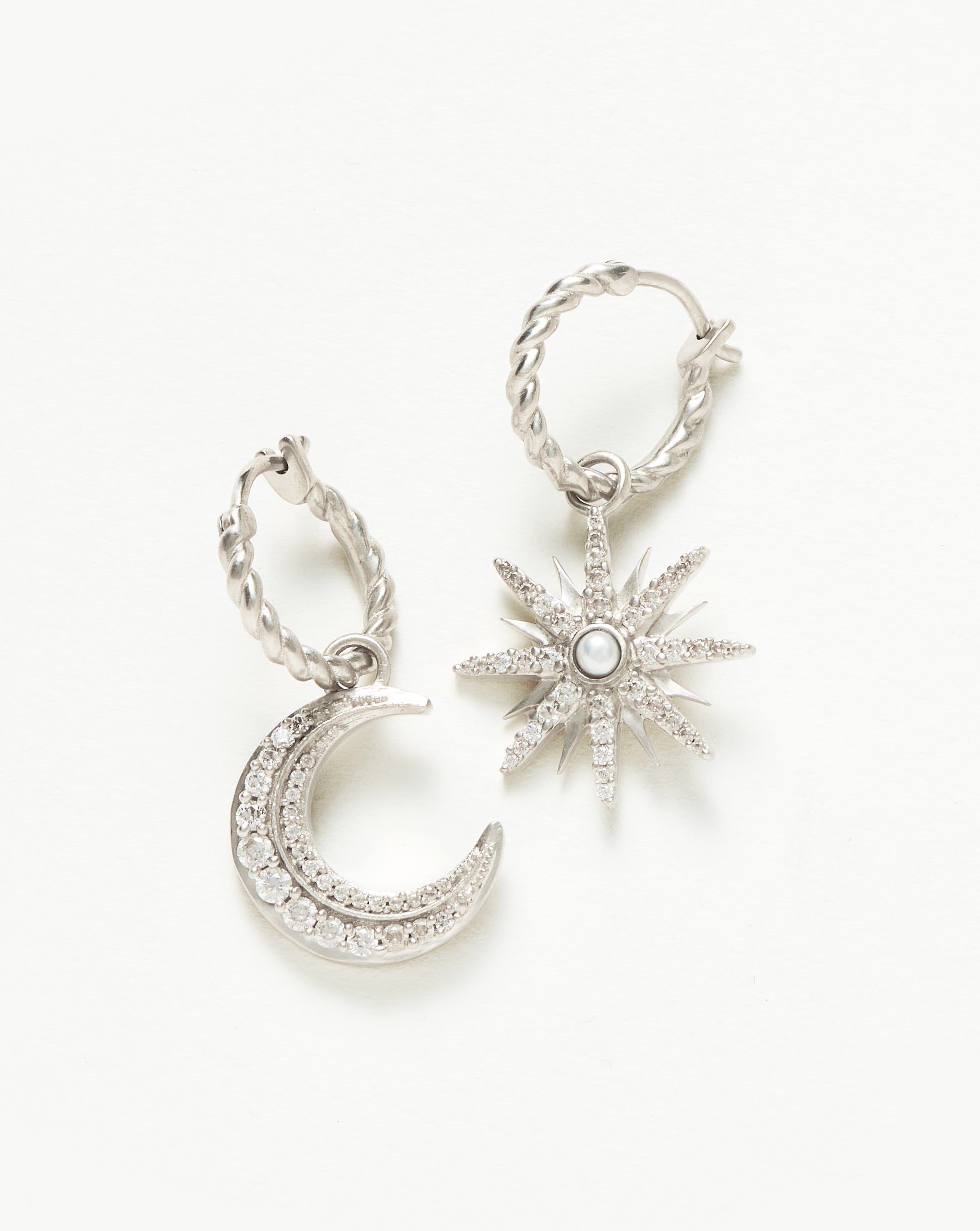 Harris Reed Moonlight Pearl Hoop Earrings for Women - Silver Plated Elegant Dangle Earrings with Shimmering Pearls | Perfect for Parties, Weddings & Evening Events