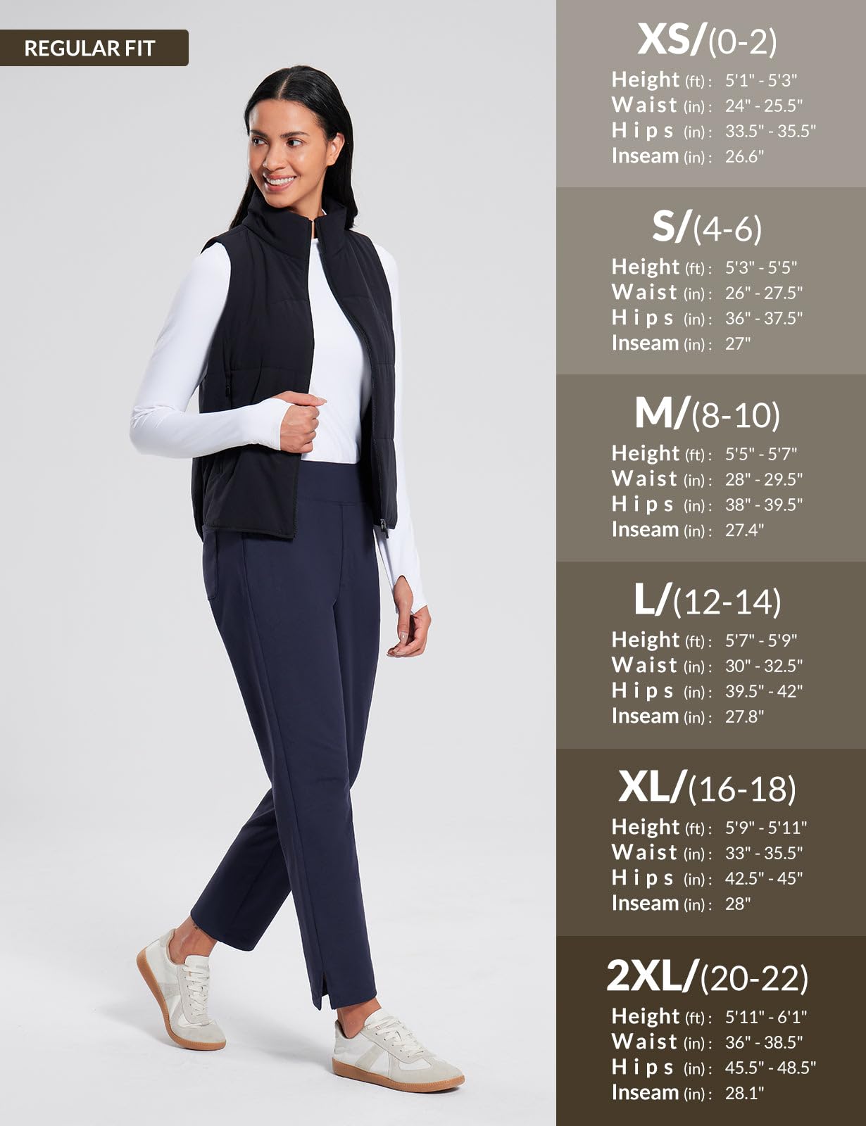 Baleaf Women's High Waist Stretch Golf Pants with Zipper Pockets - UPF50+ Athletic Travel Workout Casual Pants for Golf, Running, Yoga & Outdoor Activities