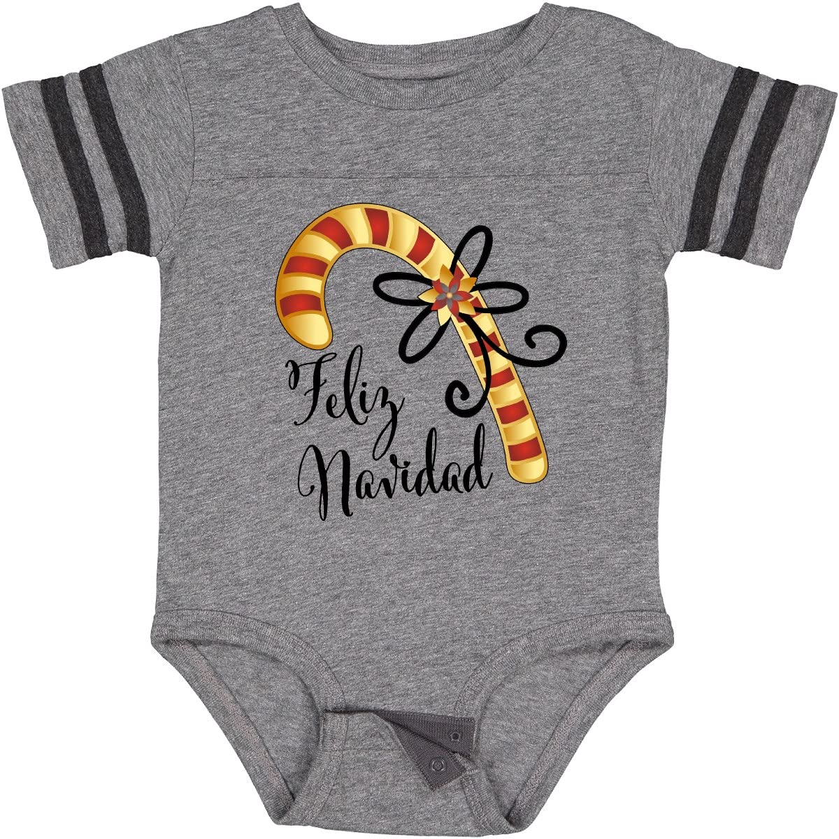 Inktastic Feliz Navidad Red and Gold Candy Cane Baby Bodysuit - Christmas Holiday Outfit for Infants & Newborns - Perfect for Family Photos, Holiday Parties & Festive Celebrations