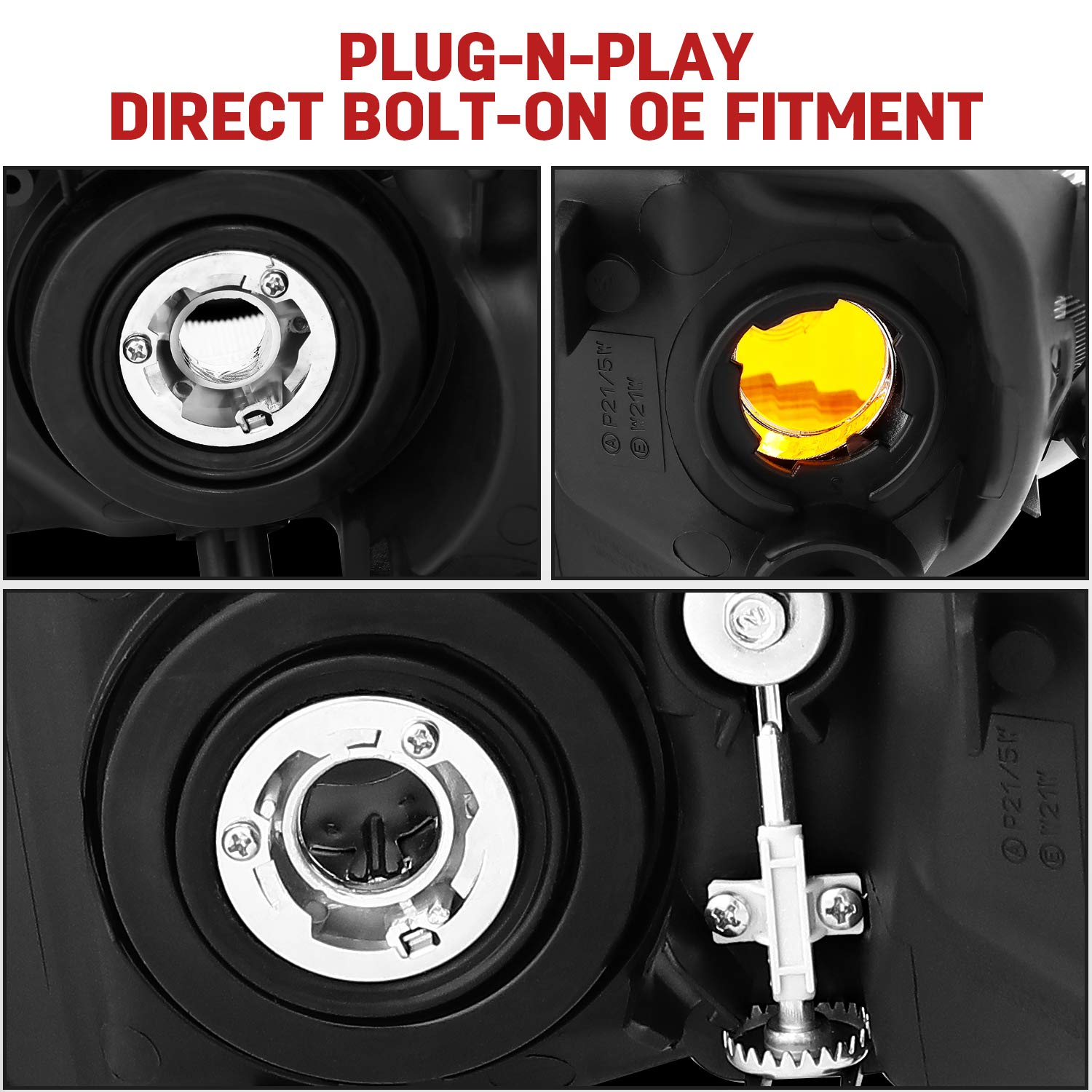 ECCPP Replacement Headlight Assembly for Honda Civic 2006-2011 - Driver & Passenger Side - High Performance LED Headlights for Night Driving & Foggy Conditions