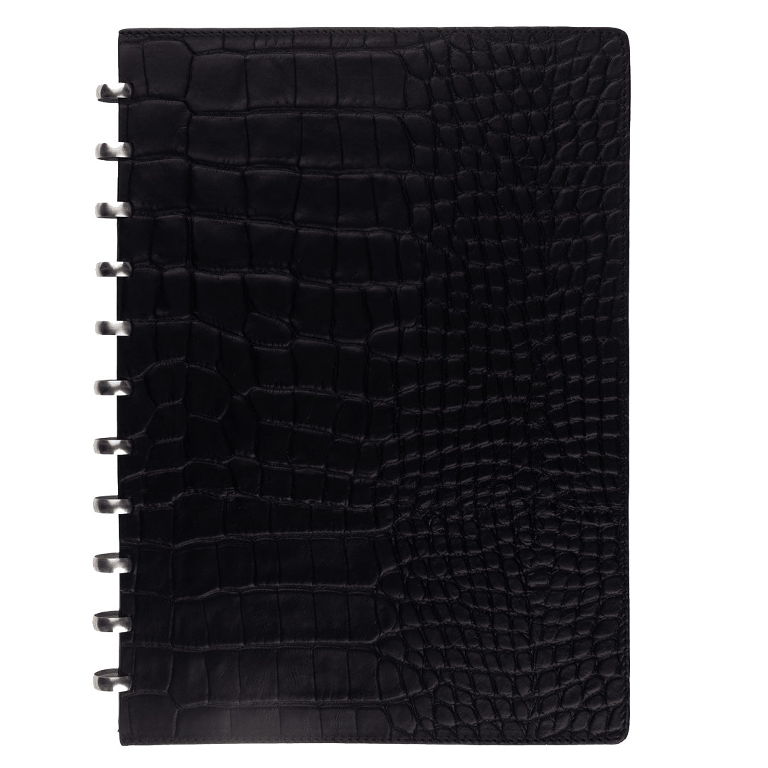 Premium Atoma Pur Croco Black Leather Notebook - 210 x 295mm Refillable Journal for Business, School & Creative Writing - Perfect Office Gift & Executive Notebook