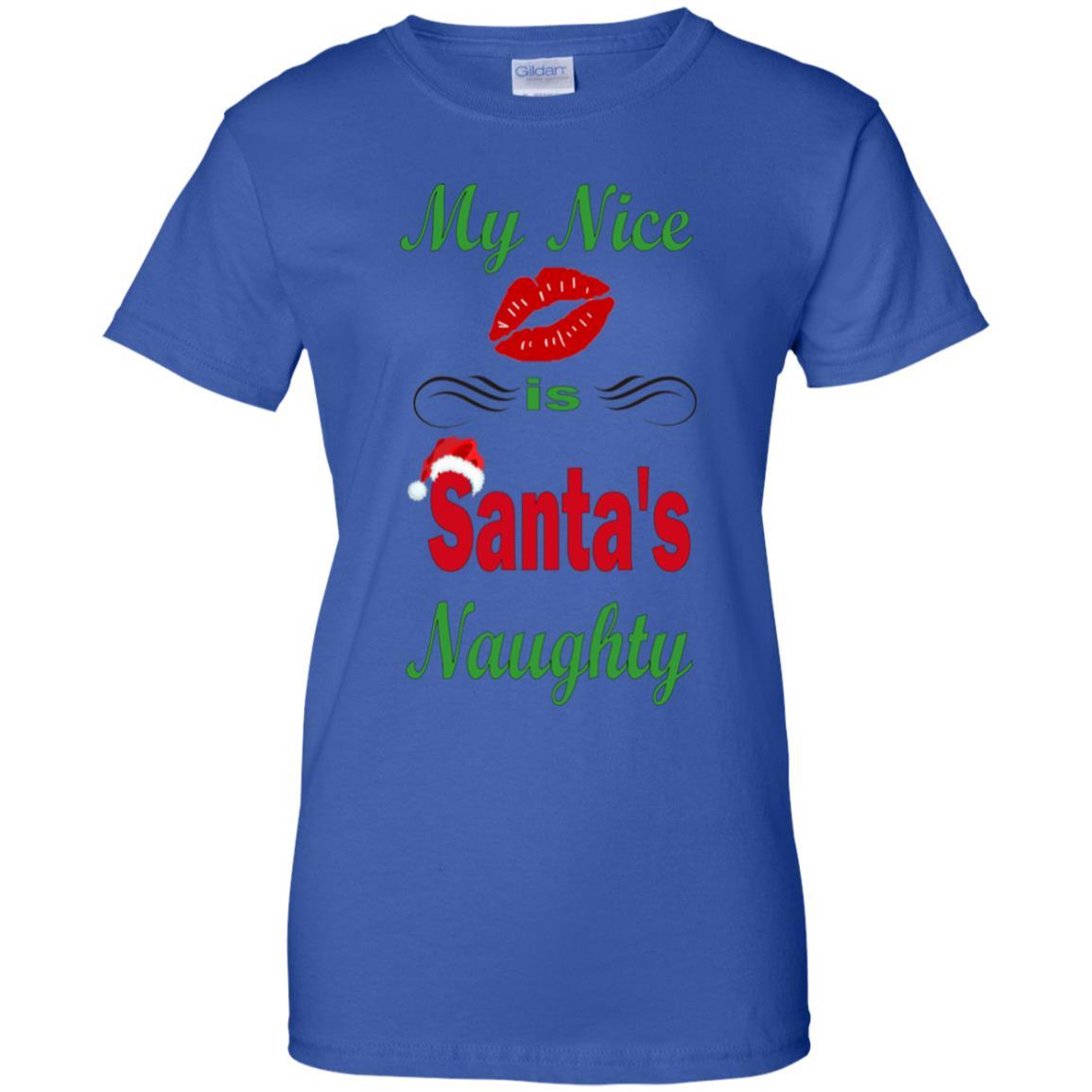 WineyBitches.co Santa's Naughty Ladies' 100% Cotton T-Shirt - Funny Christmas Gift for Women, Holiday Party Outfit, Casual Wear