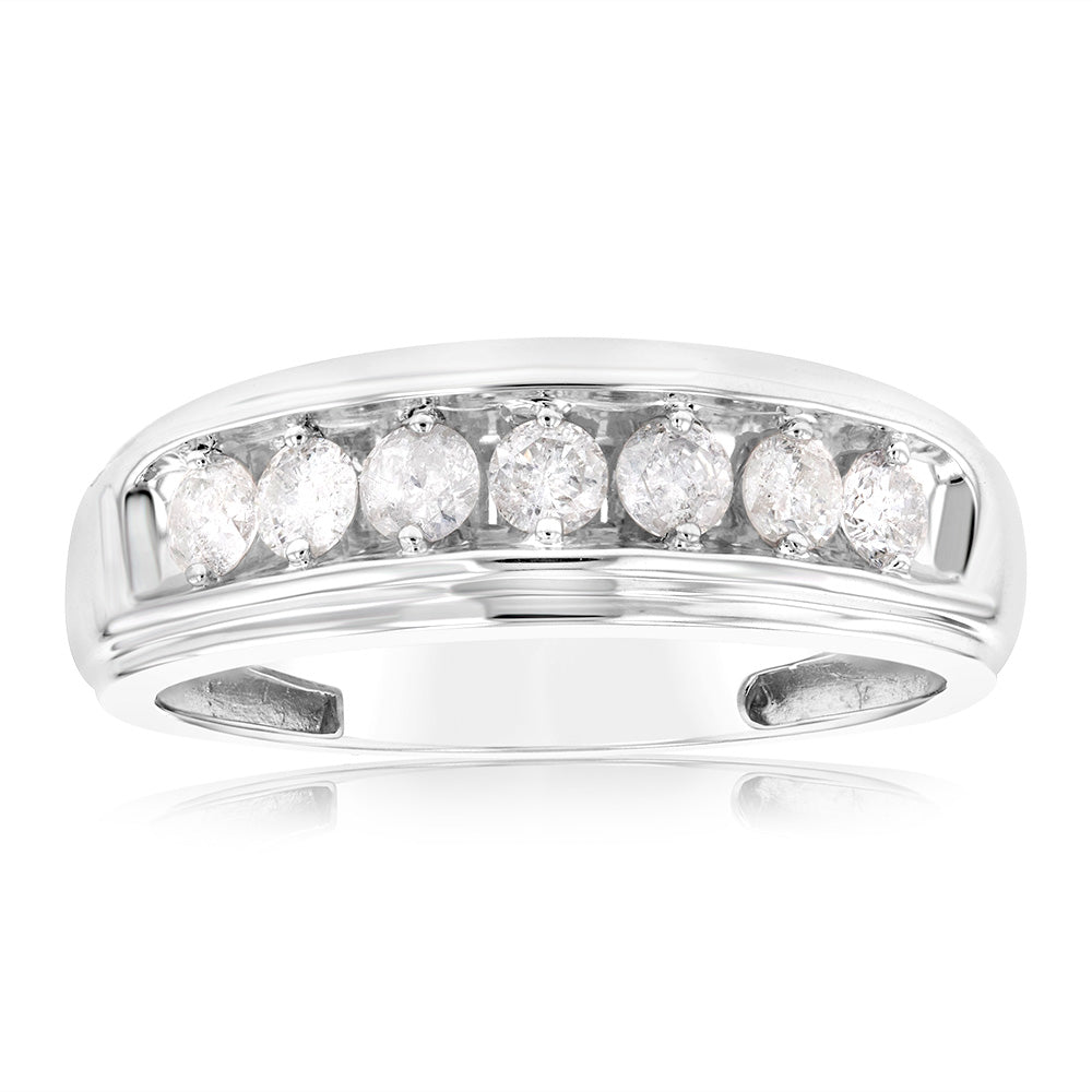 3/4 Carat Diamond Men's Ring in 10K White Gold - Elegant Wedding Band & Anniversary Gift for Him - Perfect for Engagements, Proposals & Special Occasions