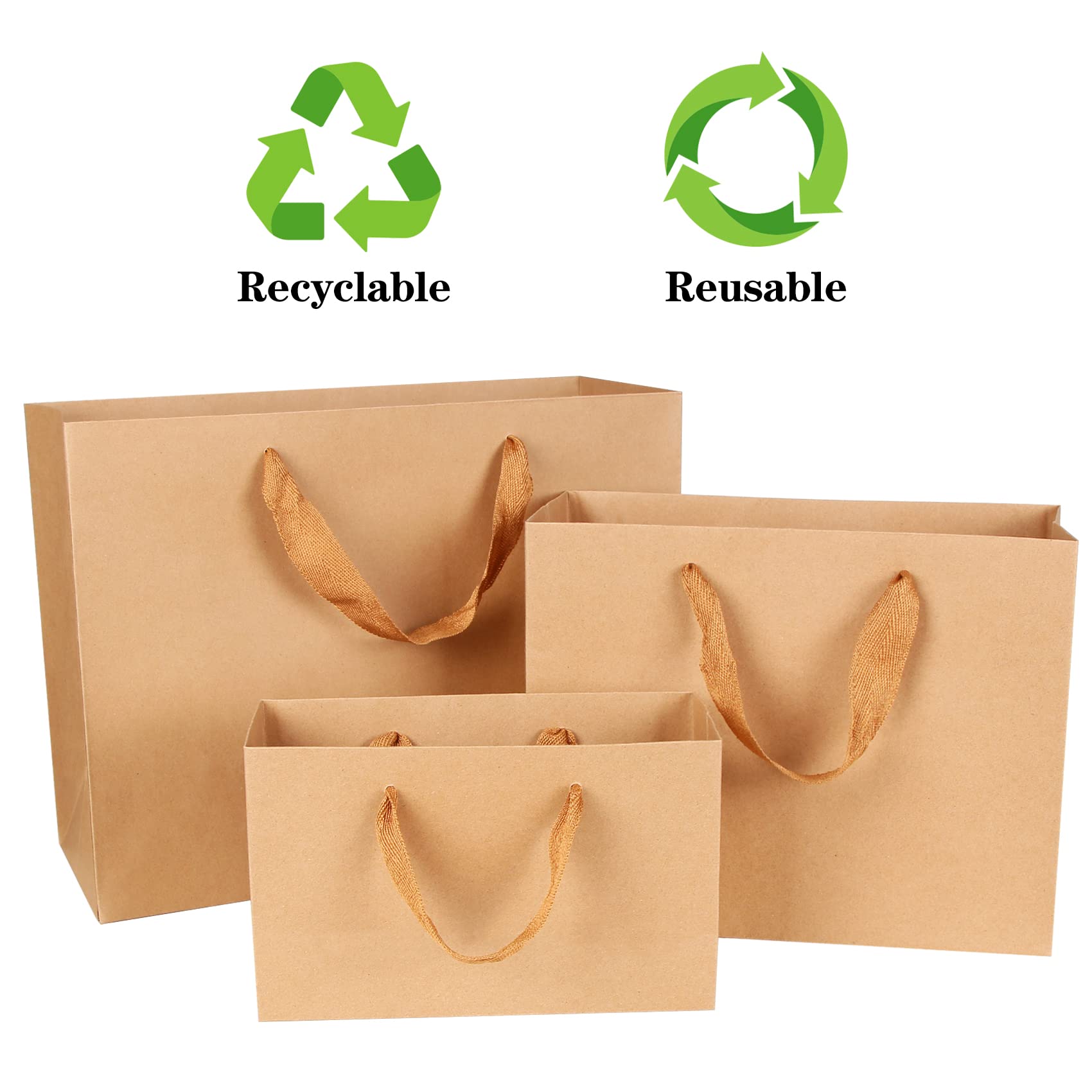 Aimyoo 20 Pack Medium Brown Kraft Paper Gift Bags with Handles - 10x8x4.25 Inch Eco-Friendly Retail Shopping Bags for Small Business, Party Favors & Merchandise - Perfect for Birthday Gifts, Wedding Favors, and Retail Packaging