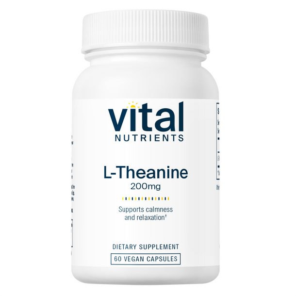 Vital Nutrients L-Theanine 200 mg Supplement for Stress Relief & Focus - Supports Relaxation, Sleep & Mental Clarity - Perfect for Work, Study & Meditation