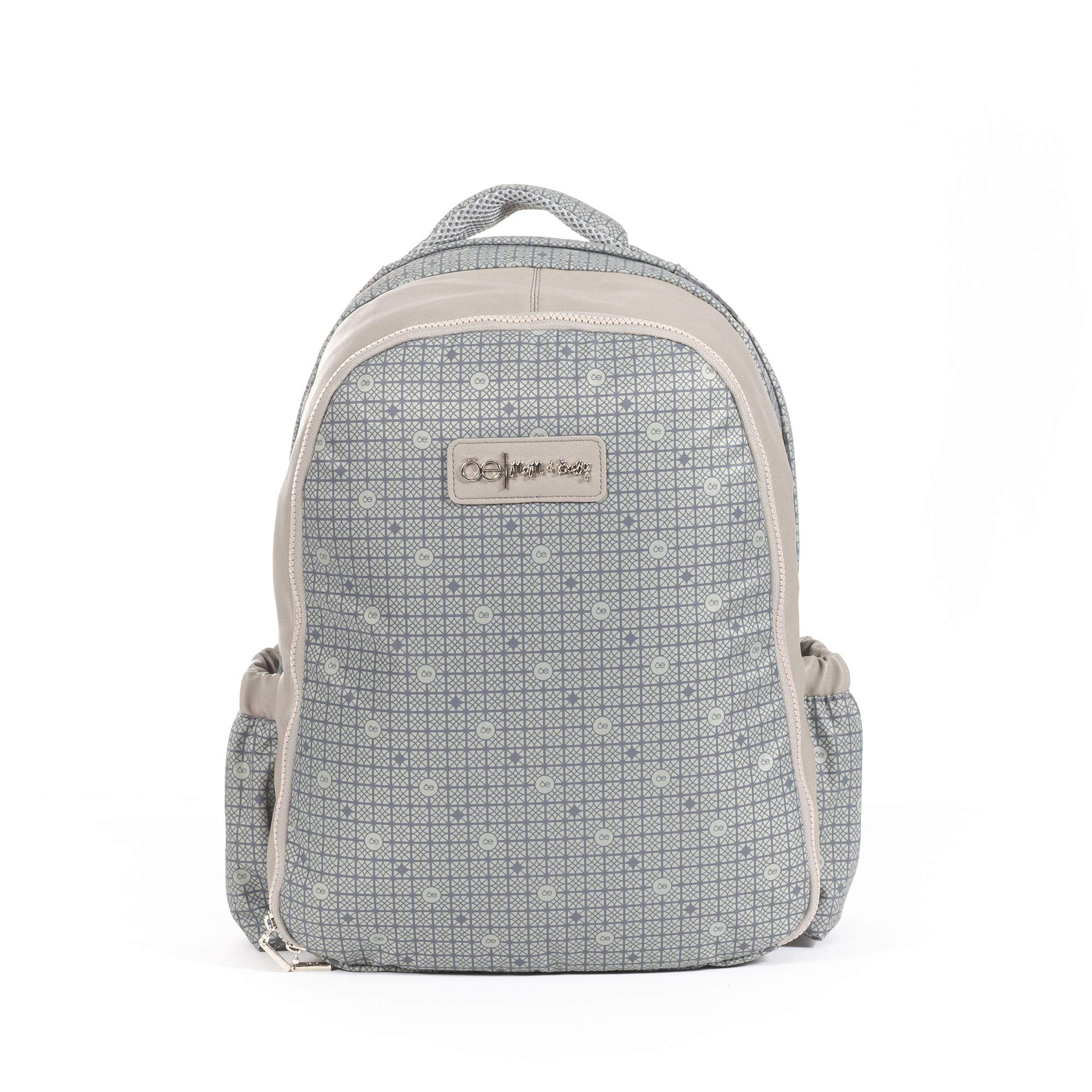 Cloe Mom & Baby Monogram Diaper Backpack - Stylish Gray Diaper Bag for Travel, Daycare & On-the-Go Parents | Large Capacity, Insulated Pockets & Durable Design