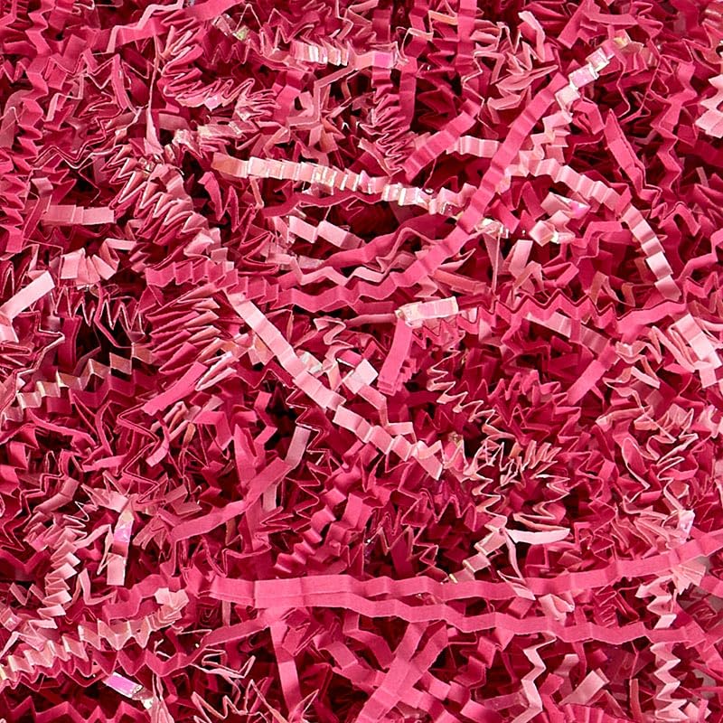 Premium Iridescent Strawberry Crinkle Paper Filler - 10 LB Bag of Shiny Pink Shredded Gift Box Filler (24