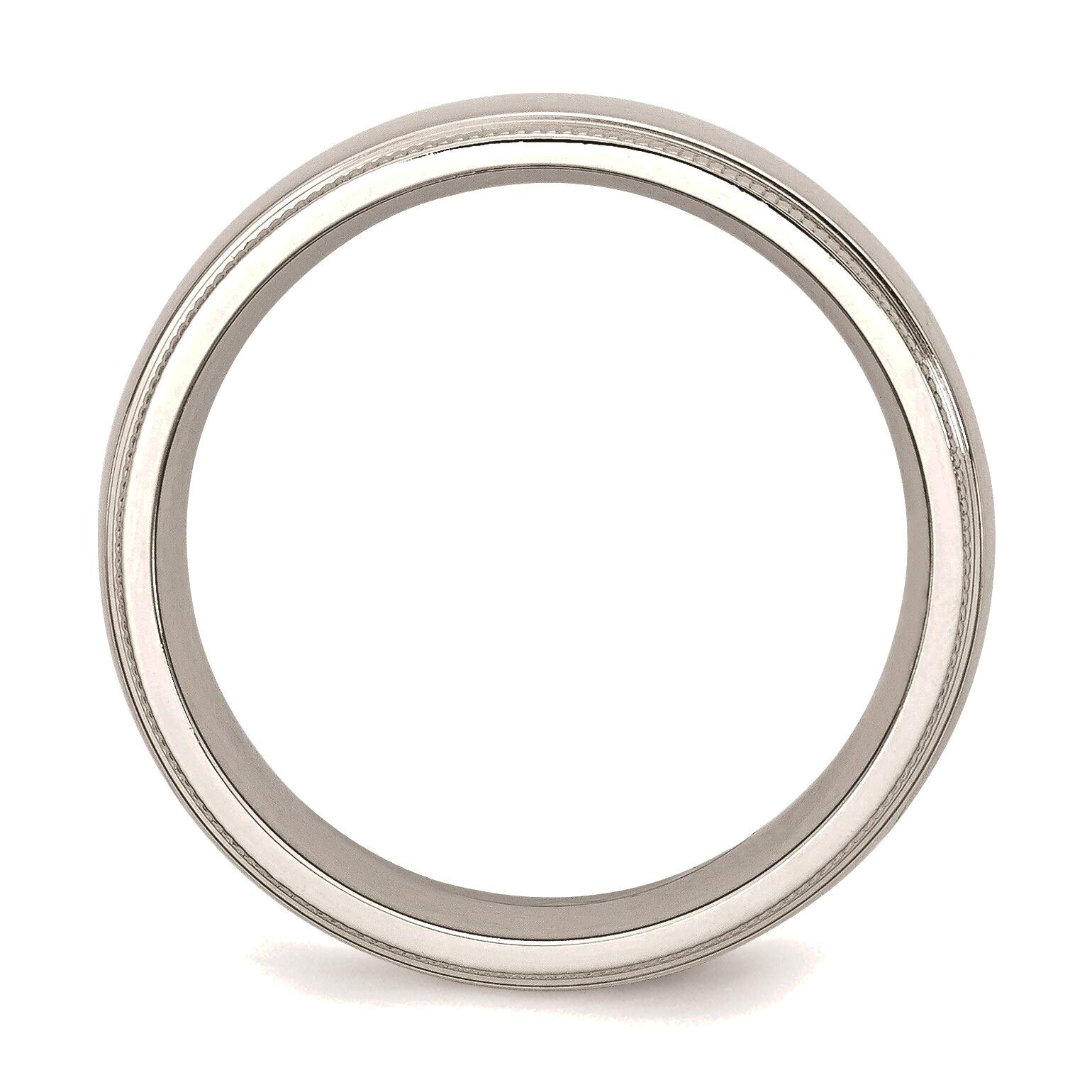 Bonyak Stainless Steel 8mm Grooved Beaded Polished Band Ring - Size 12 - Durable Wedding Band, Anniversary Gift for Men & Women - Perfect for Everyday Wear, Special Occasions and Couples Matching Rings