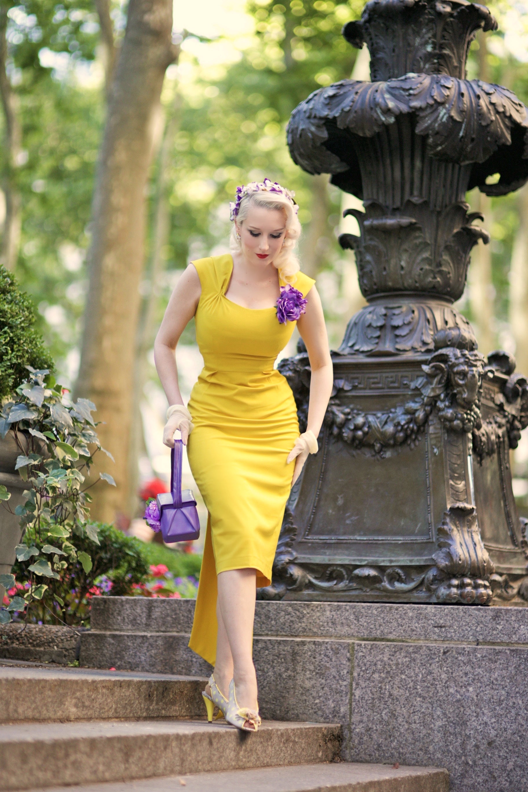 Elegant Yellow Pencil Dress with Sash - Slim Fit Formal Dress for Women - Perfect for Office, Cocktail Parties & Special Occasions