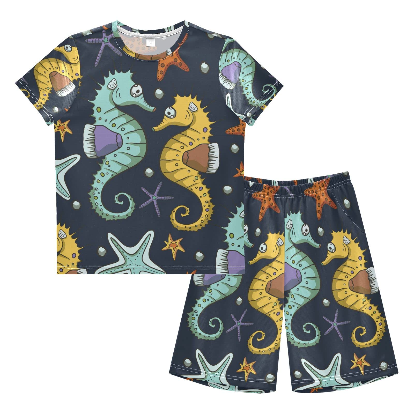 Boys Summer Outfits - Night Sea Print Shirt & Shorts Set | Playwear for Kids & Toddlers | Beach Vacation, Outdoor Play & Casual Wear