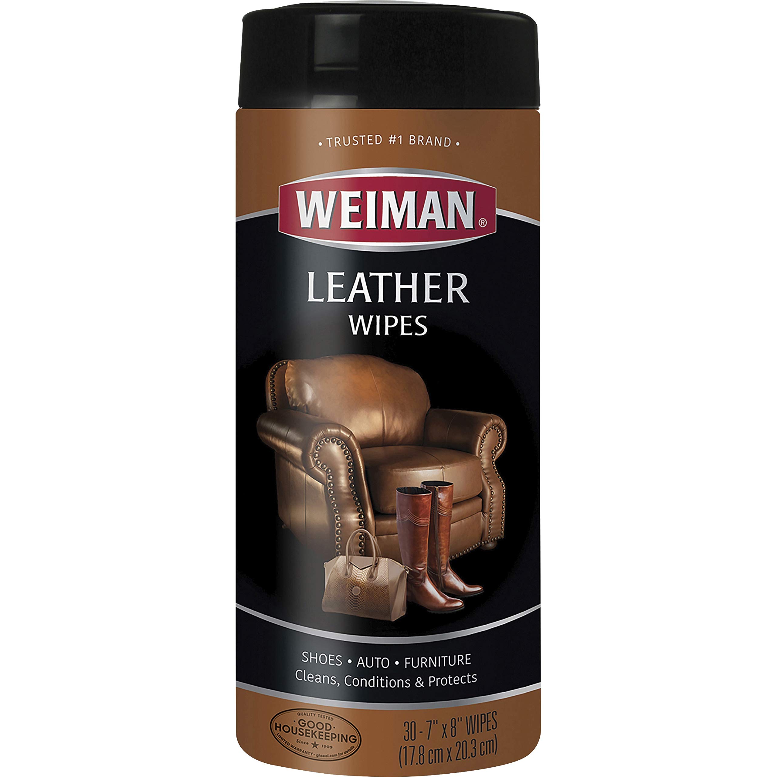 Weiman Leather Wipes for Car Seats, Shoes, Couches & More - 30 Count (4 Pack) | Clean, Condition & Protect Genuine & Faux Leather | Perfect for Auto Interiors, Furniture & Accessories