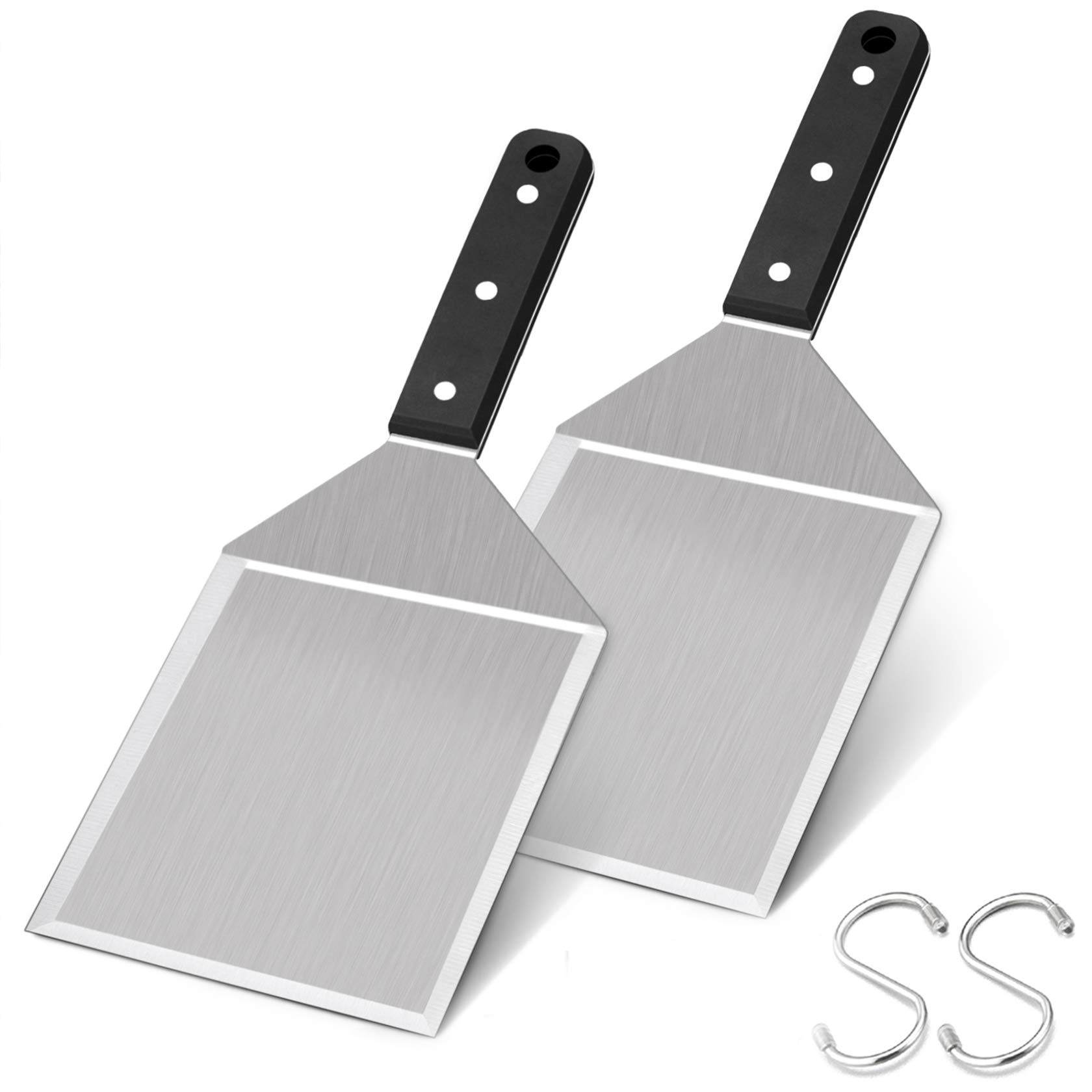 Leonyo 2-Piece Heavy Duty Stainless Steel Spatula Set - Professional Burger Turner & BBQ Grill Spatula for Grilling, Flipping Burgers, Pancakes & Outdoor Cooking Accessories