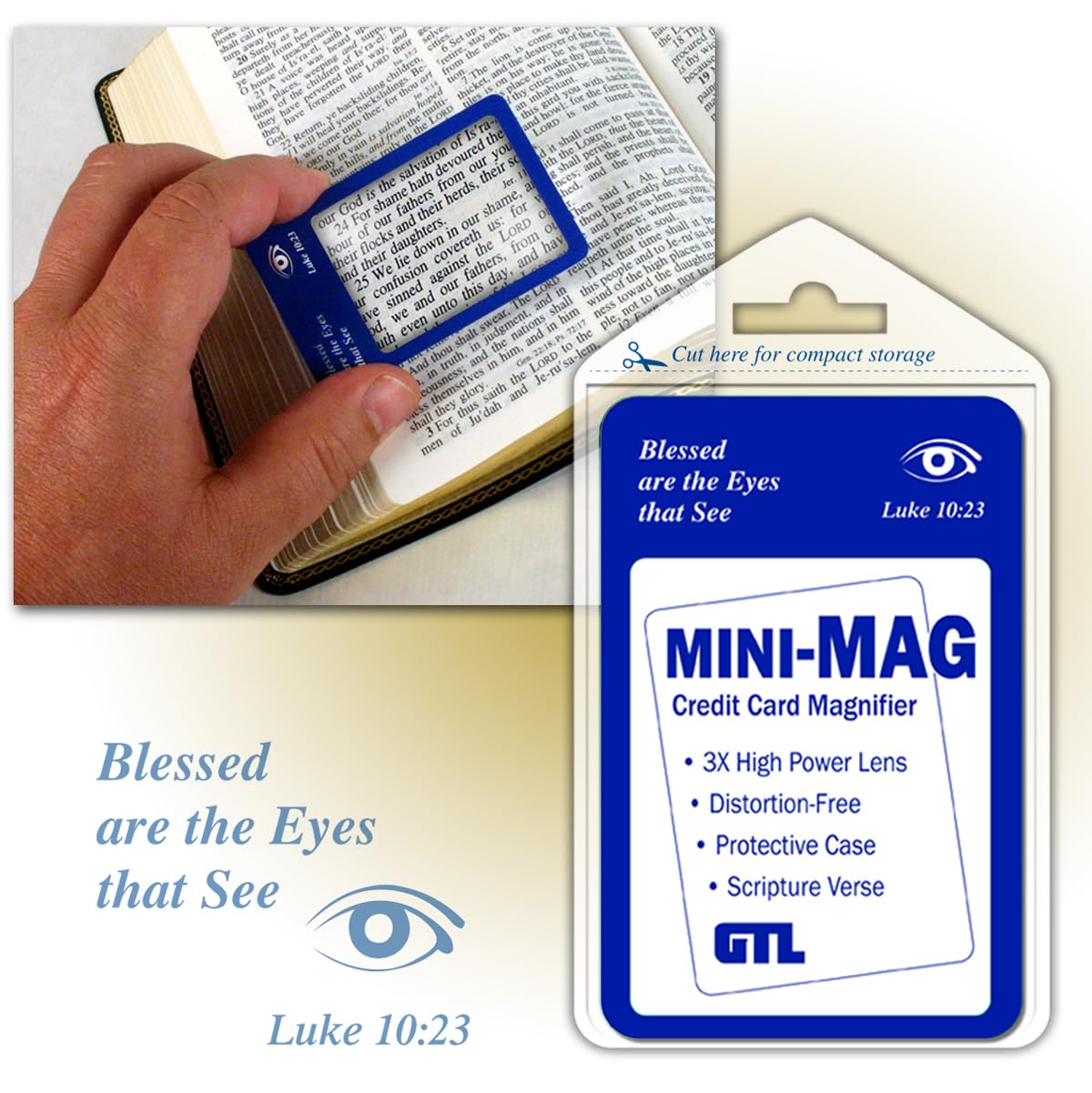 GT Luscombe Mini-Mag Wallet Magnifier - Compact Folding Magnifying Glass for Reading, Hobbies & Travel - Perfect for Seniors, Collectors & Outdoor Enthusiasts
