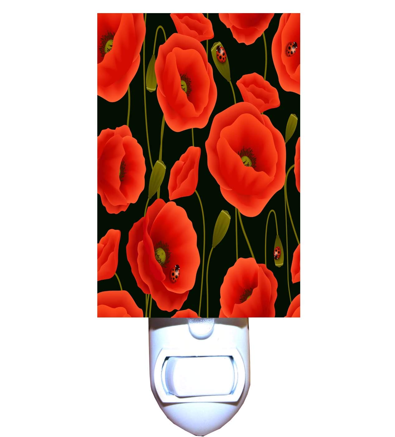 Poppies and Ladybugs Night Light - Cute Nursery Nightlight for Kids Room, Baby Sleep Aid, Soothing Bedtime Decor - Perfect for Bedrooms, Nurseries & Children's Gift
