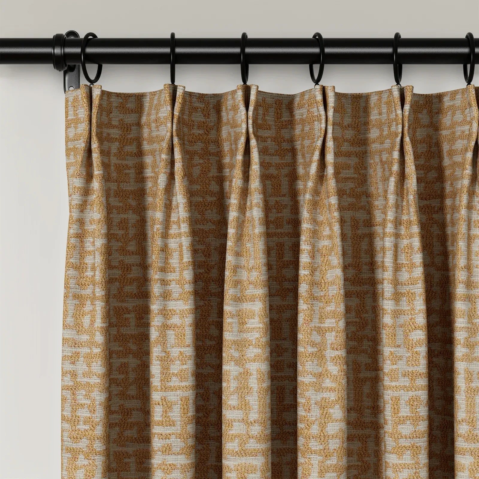 Lydia Jacquard Pleated Curtains for Living Room & Bedroom - Elegant Brick Pattern Blackout Drapes for Home Decor