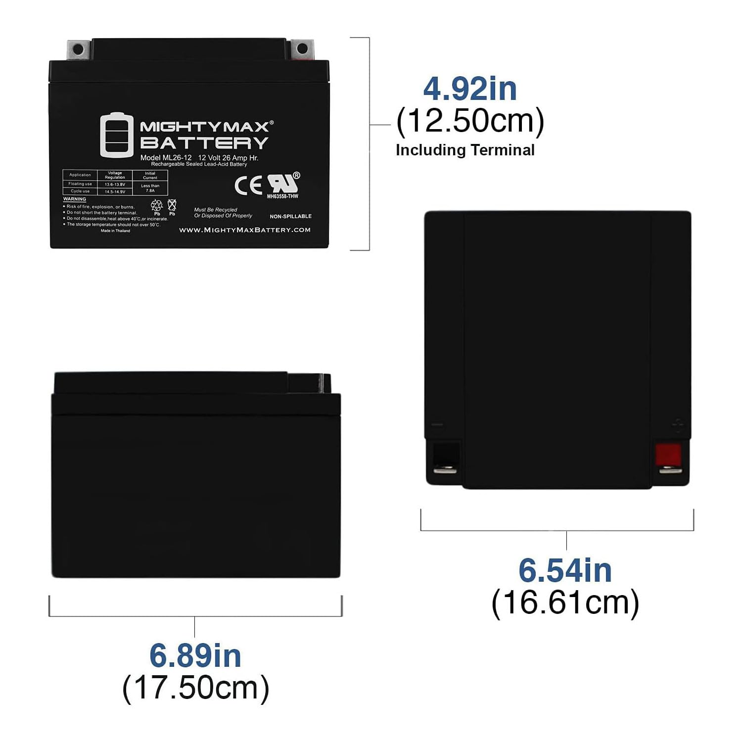 Mighty Max 12V 26AH SLA Replacement Battery for Yuasa NP24-12BFR - 4 Pack - Perfect for UPS Backup, Emergency Lighting, and Power Wheels