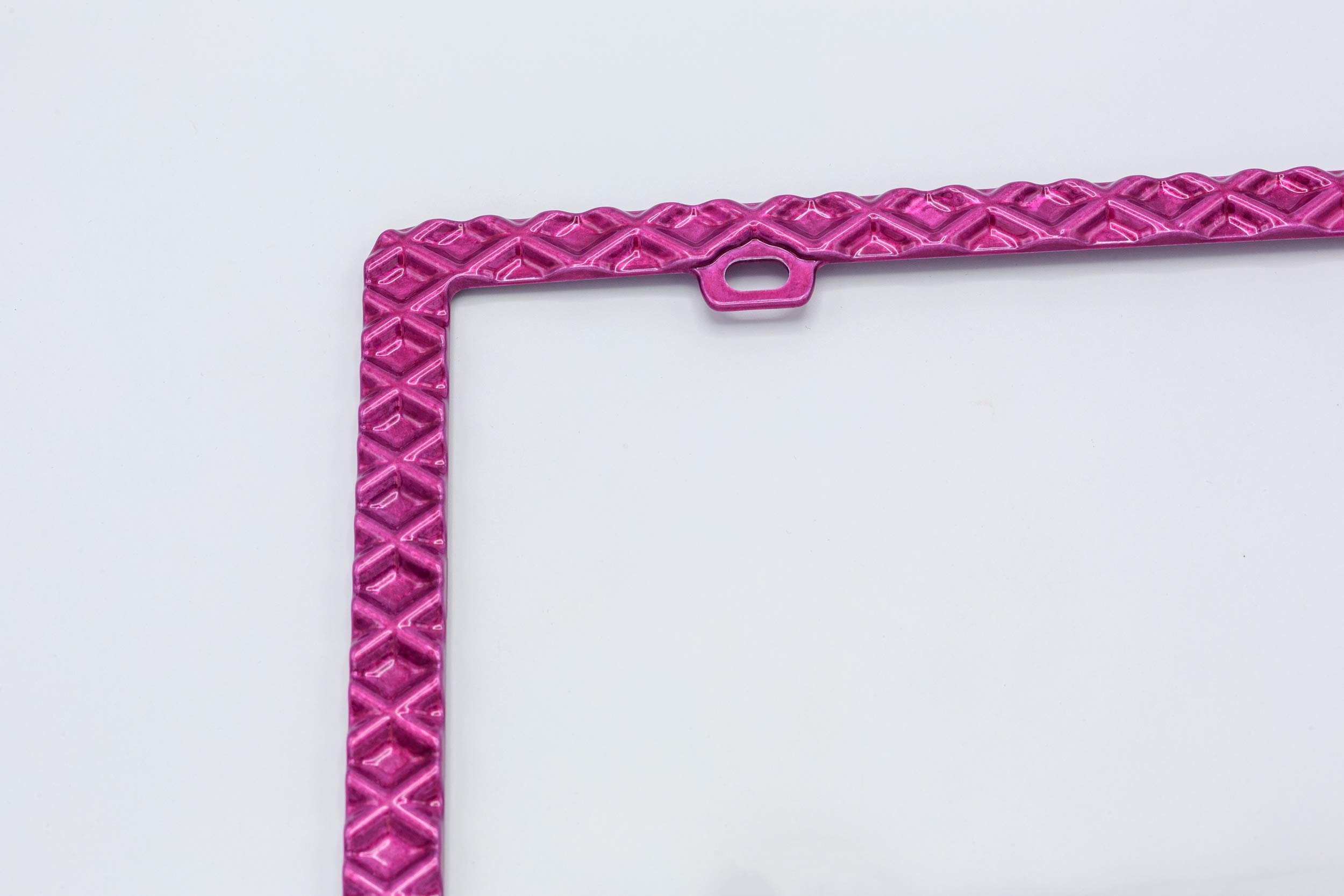 Creathome 3D Waffle Pattern Pink License Plate Frame - Durable Zinc Alloy Metal Car Plate Holder for Vehicles - Perfect for Cars, Trucks & SUVs