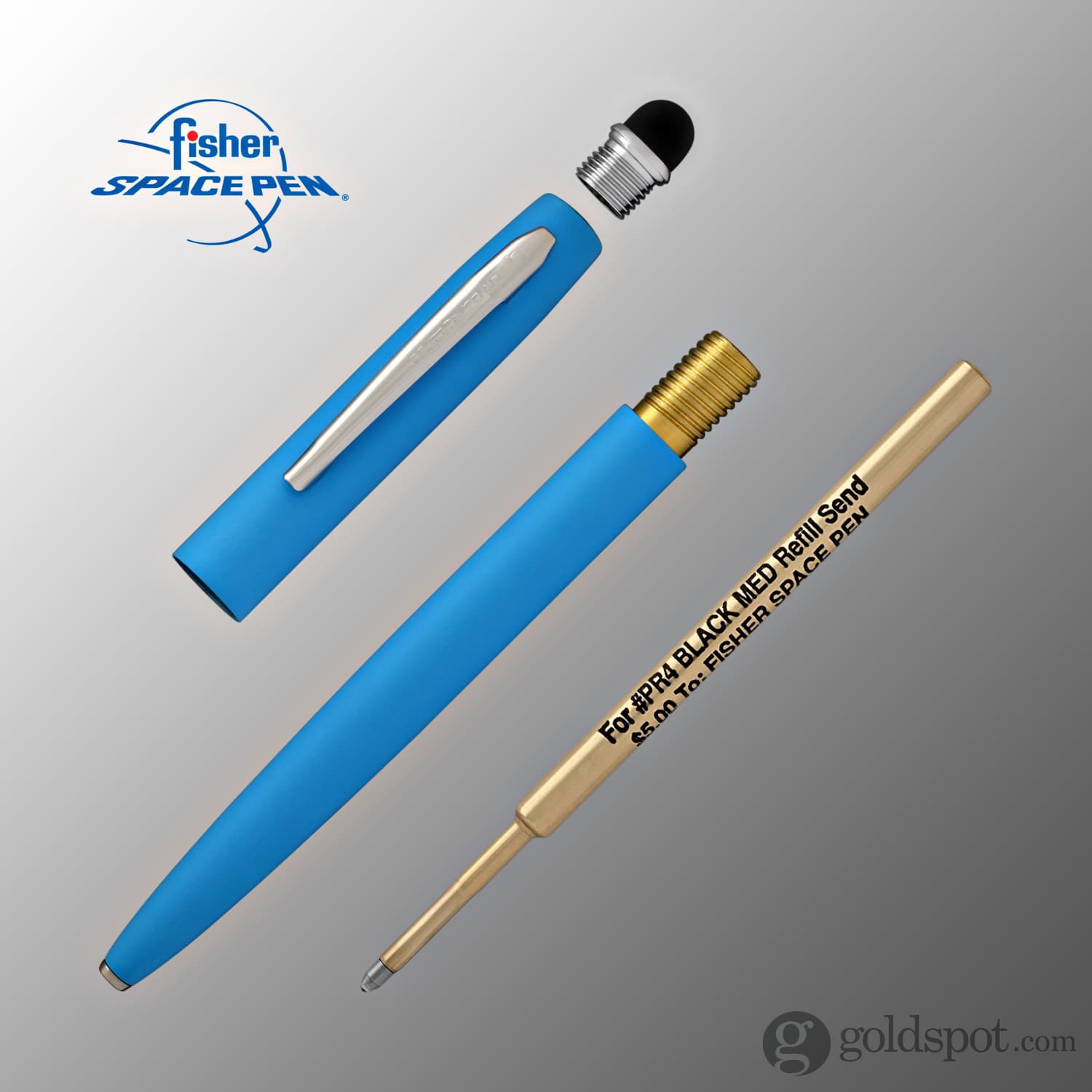 Fisher Space Pen Cap-O-Matic Matte Blue Ballpoint Pen with Stylus - Premium Powder Coated Writing Tool for Office, Travel & Outdoor Adventures