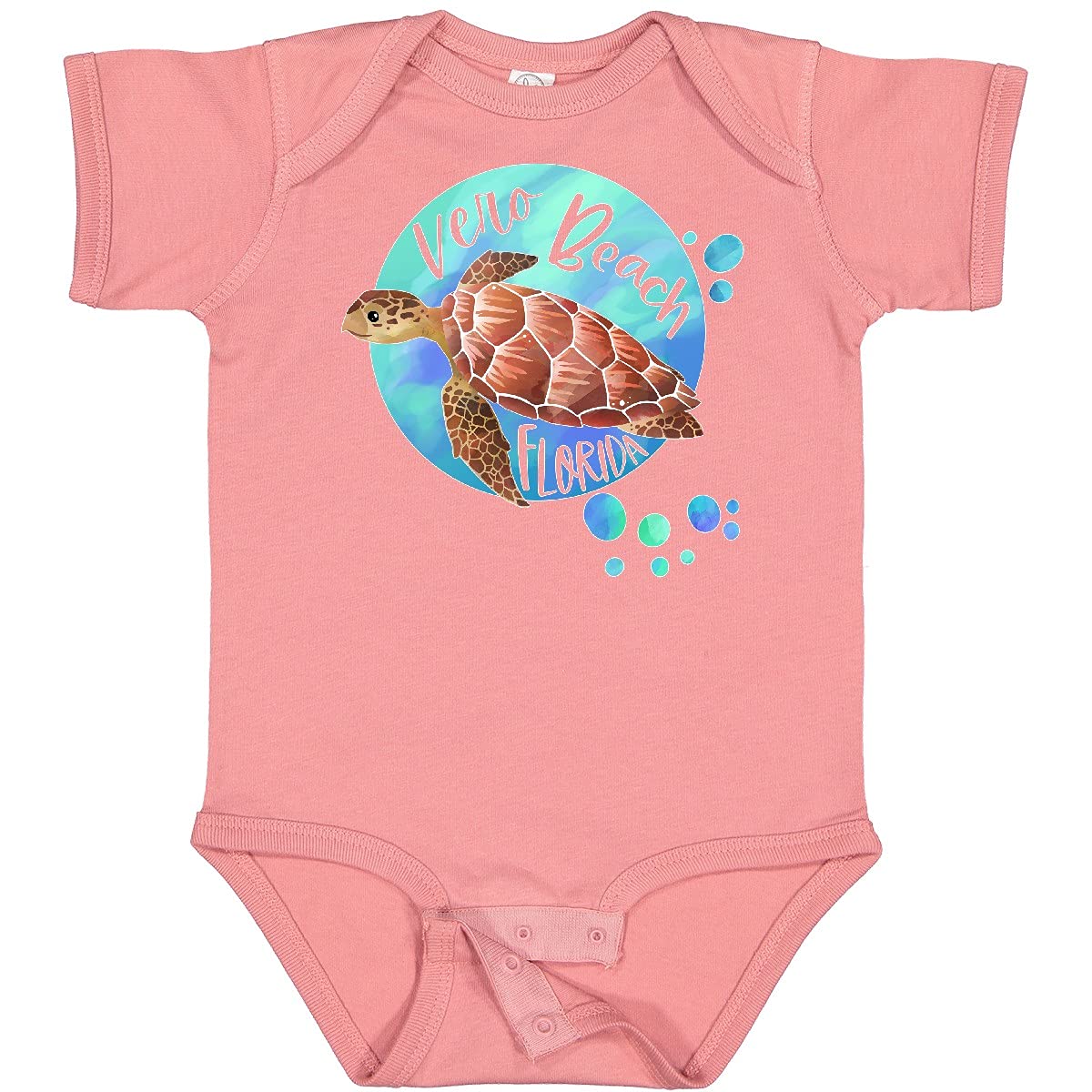 Inktastic Vero Beach Florida Swimming Sea Turtle with Bubbles Baby Bodysuit - Cute Ocean-Themed Onesie for Newborns & Infants - Perfect for Beach Trips, Pool Parties & Summer Outfits