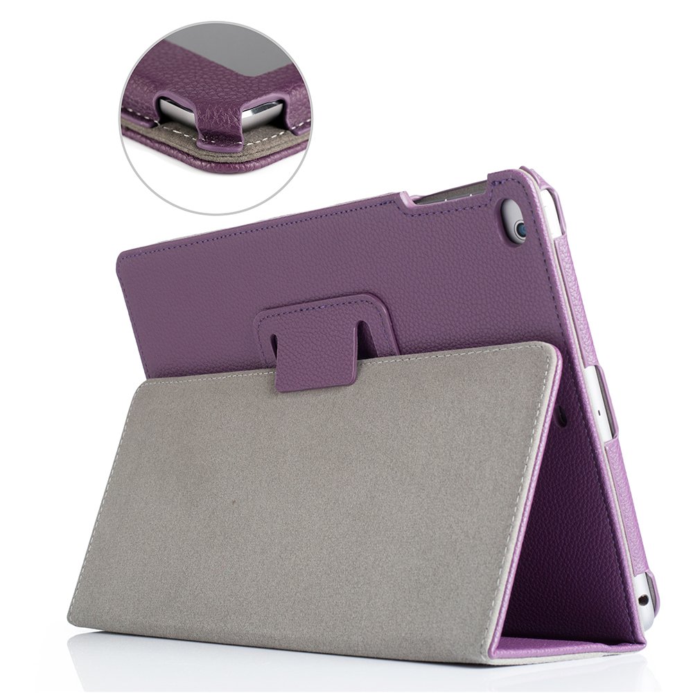 Premium PU Leather iPad Case for iPad 9.7 Inch (2018/2017/Air 2/Air 1) - Shockproof Corner Protection & Scratch-Resistant Smart Cover with Auto Sleep/Wake - Purple Folio Stand Case for Work, School & Travel