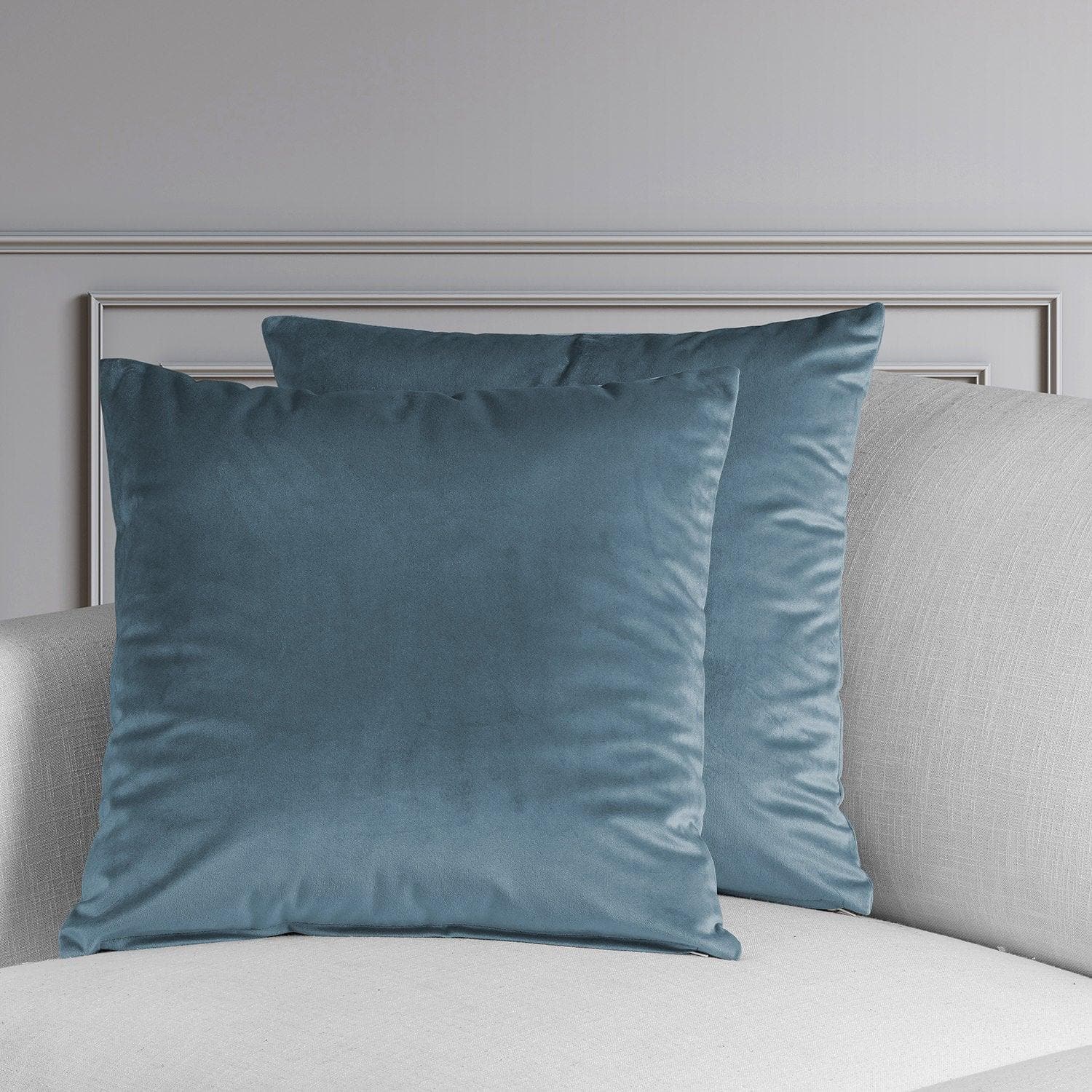 Premium Denmark Blue Heritage Plush Velvet Cushion Covers Set of 2 - Luxury Sofa Pillow Covers for Living Room, Bedroom Decor