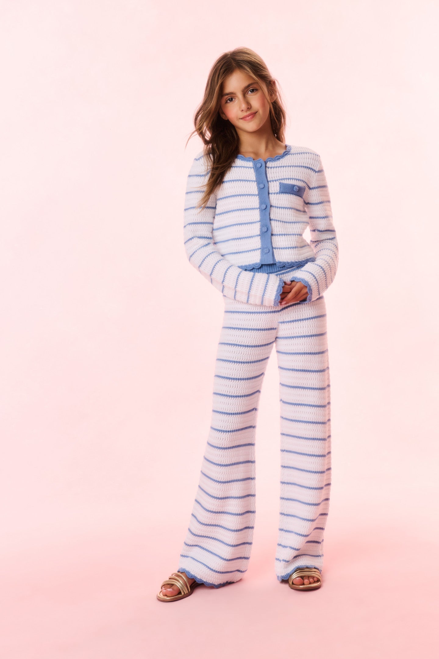 Girls' Fawna Striped Crochet Pants - Soft Boho Chic Knit Pants for Toddlers & Kids - Perfect for Playdates, Beach Outings & Cozy Loungewear