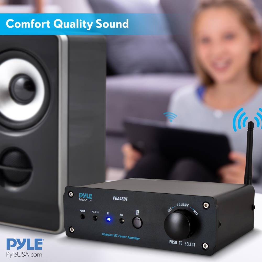2 Channel Pro Audio Desktop Stereo Amplifier - 100W High Power Mini Hi-Fi Receiver for Home Theater, Studio Monitors & Bookshelf Speakers (Perfect for Gaming, Music & Home Entertainment)