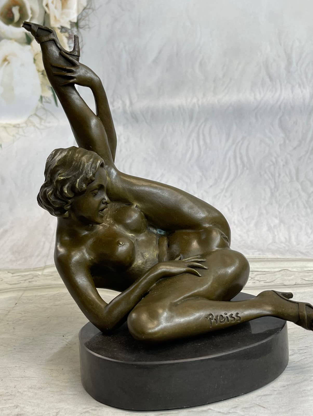 100% Bronze Erotic Sculpture - Signed European Bronze Nude Art Statue | Hot Cast Figurine Gift for Home Decor & Luxury Collection