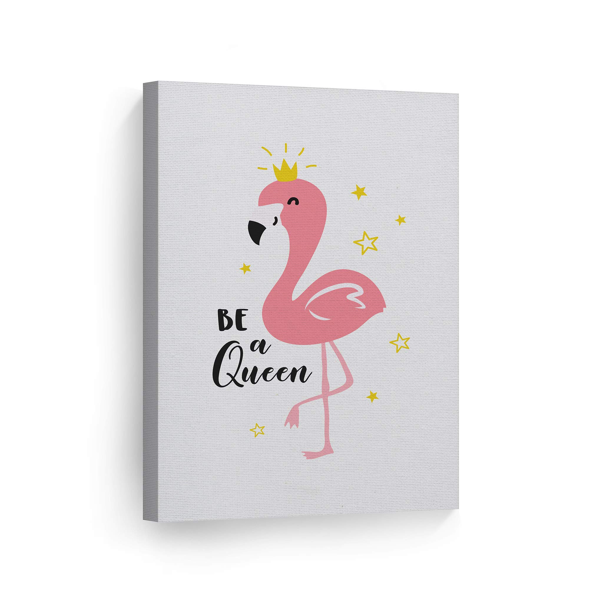 Be a Queen Quote Flamingo Wall Art - 22x15 Inch Canvas Print for Kids Room, Nursery & Baby Room Decor - Ready to Hang, Made in USA | Perfect for Girls' Bedroom, Playroom & Birthday Gifts
