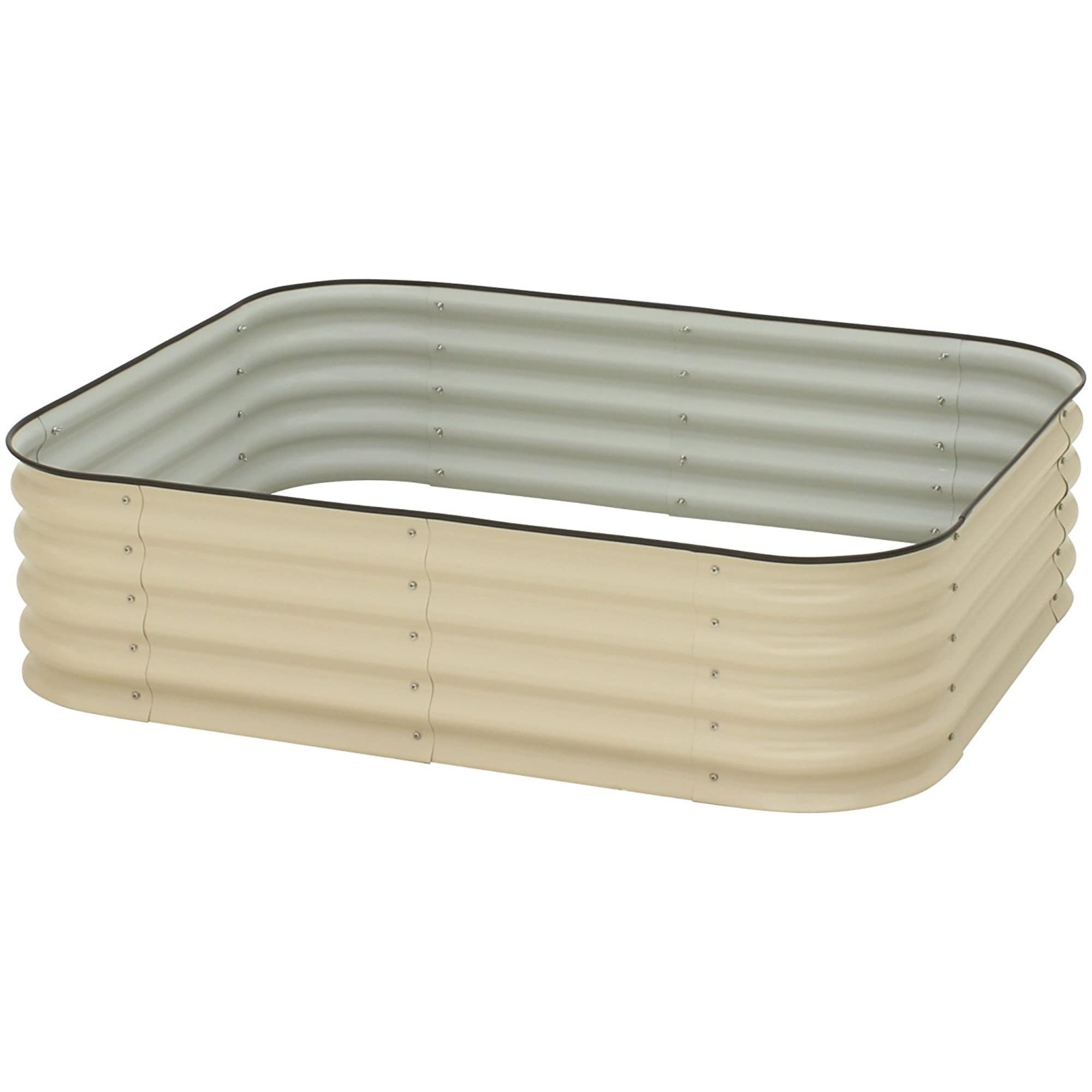 Jungle Janes Galvanized Steel Raised Garden Bed Planter - Oval Outdoor Metal Planter for Fruits, Vegetables & Flowers | Vanilla Color | Perfect for Patio, Backyard & Urban Gardening