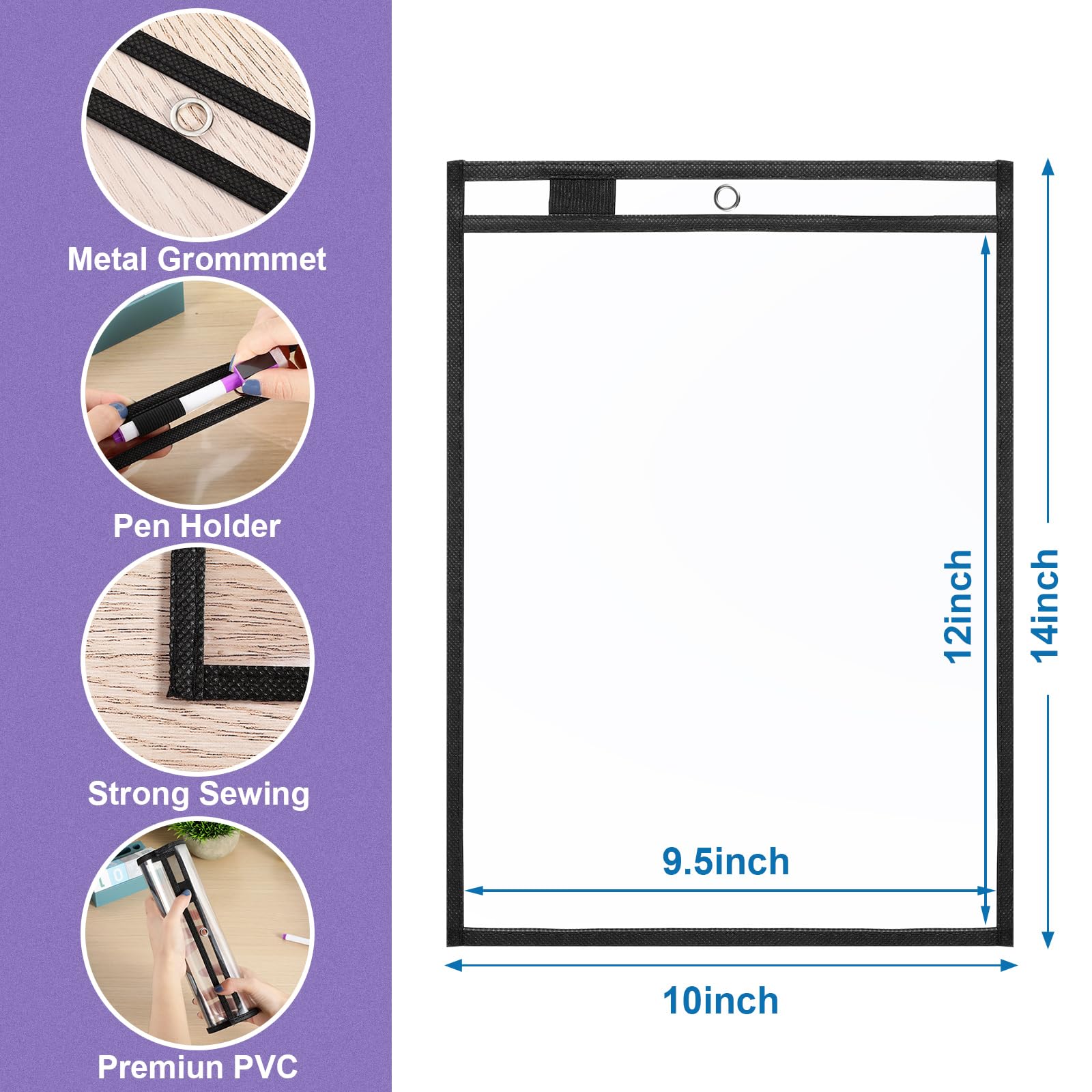 Nezyo 50 Pack Dry Erase Pockets - 14