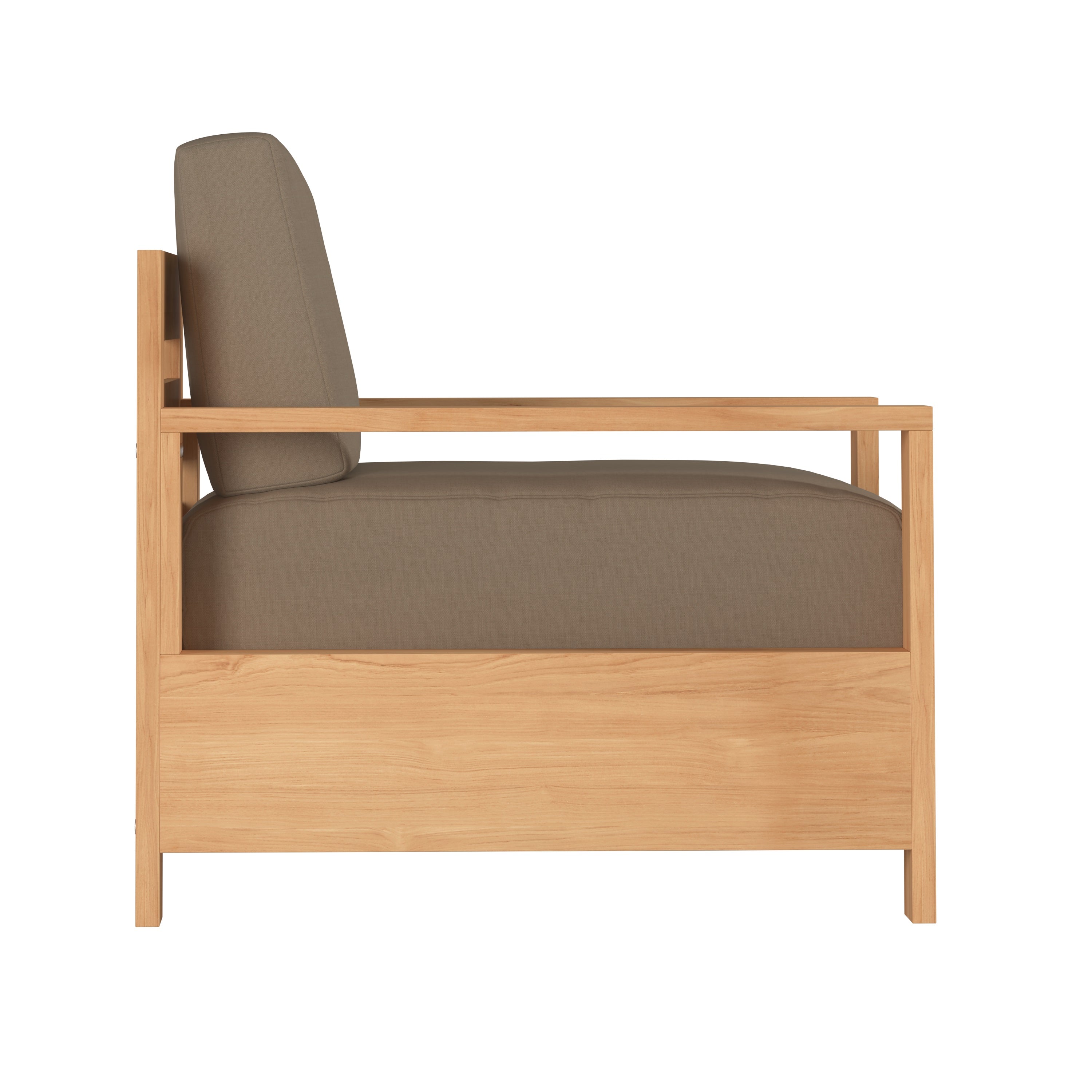 Premium Teak Outdoor Club Chair with Sunbrella Fawn Cushion - Weather-Resistant Patio Furniture for Garden, Poolside & Backyard Relaxation