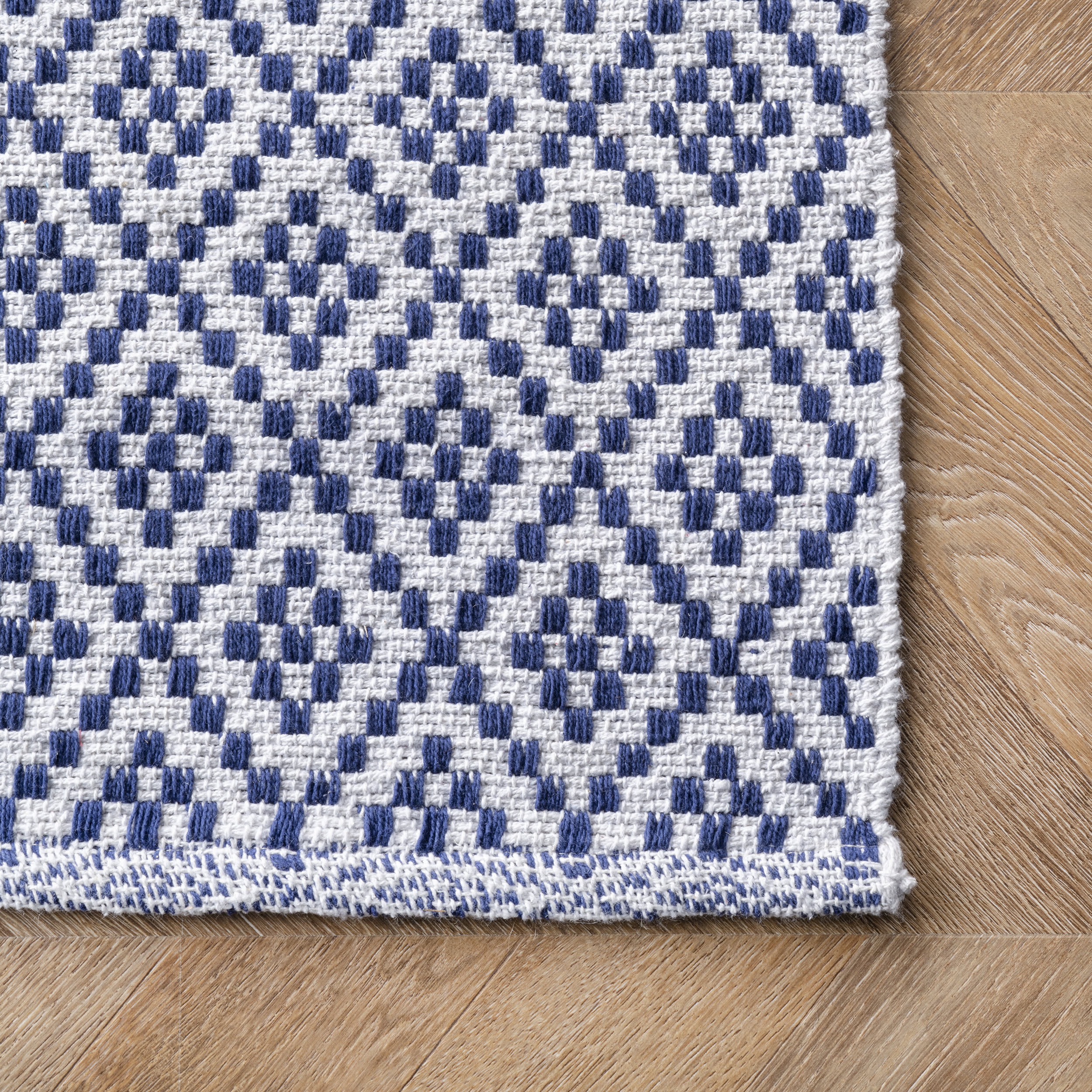 Premium Diamonds Cotton Trellis Flatwoven Rug - Soft Non-Slip Area Rug for Living Room, Bedroom, Nursery - Navy Blue Home Decor (5'x8') | Perfect for Boho, Farmhouse & Modern Interior Design