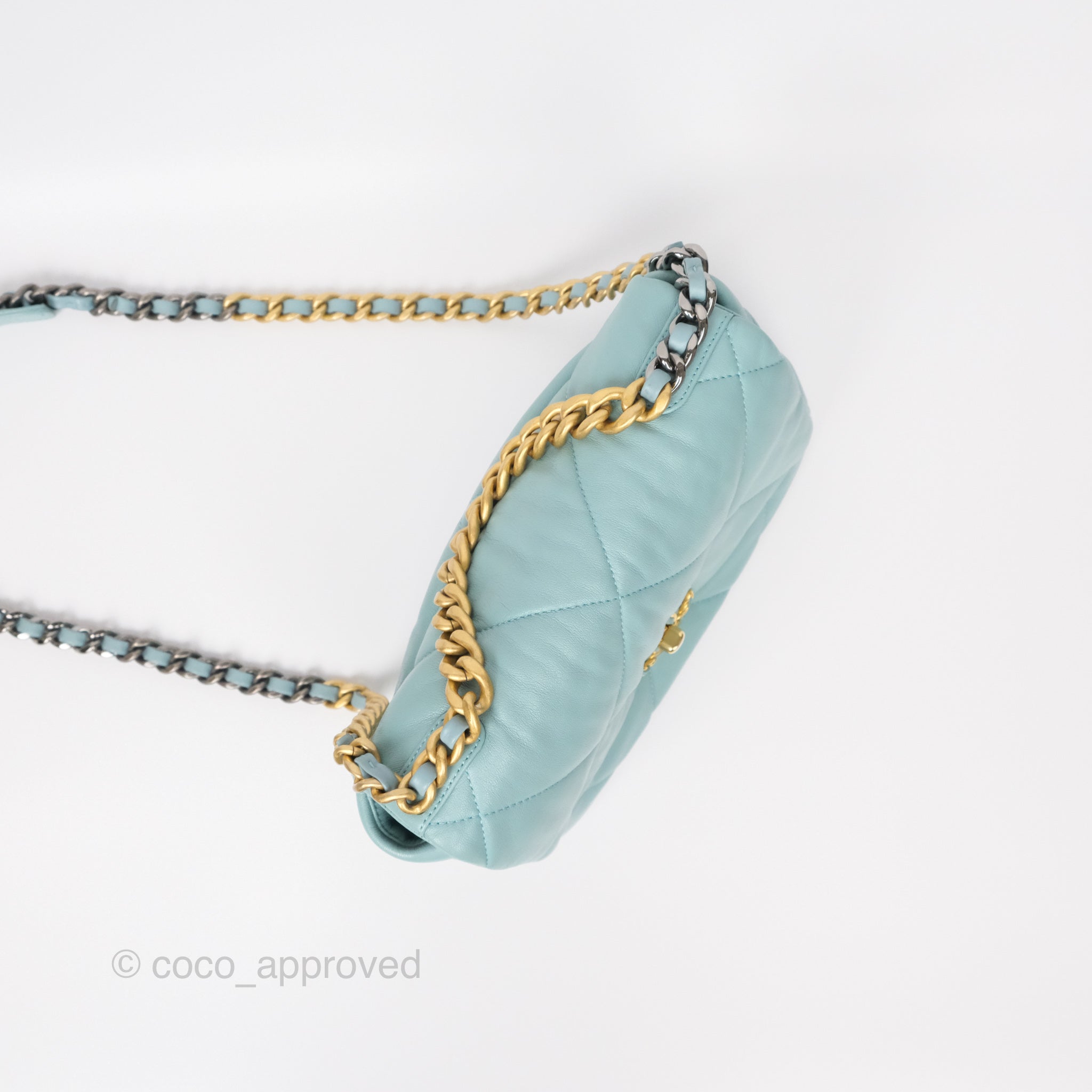 Chanel 19 Small Handbag Tiffany Blue Mixed Hardware - Luxury Crossbody Bag for Women, Perfect for Date Night & Special Occasions