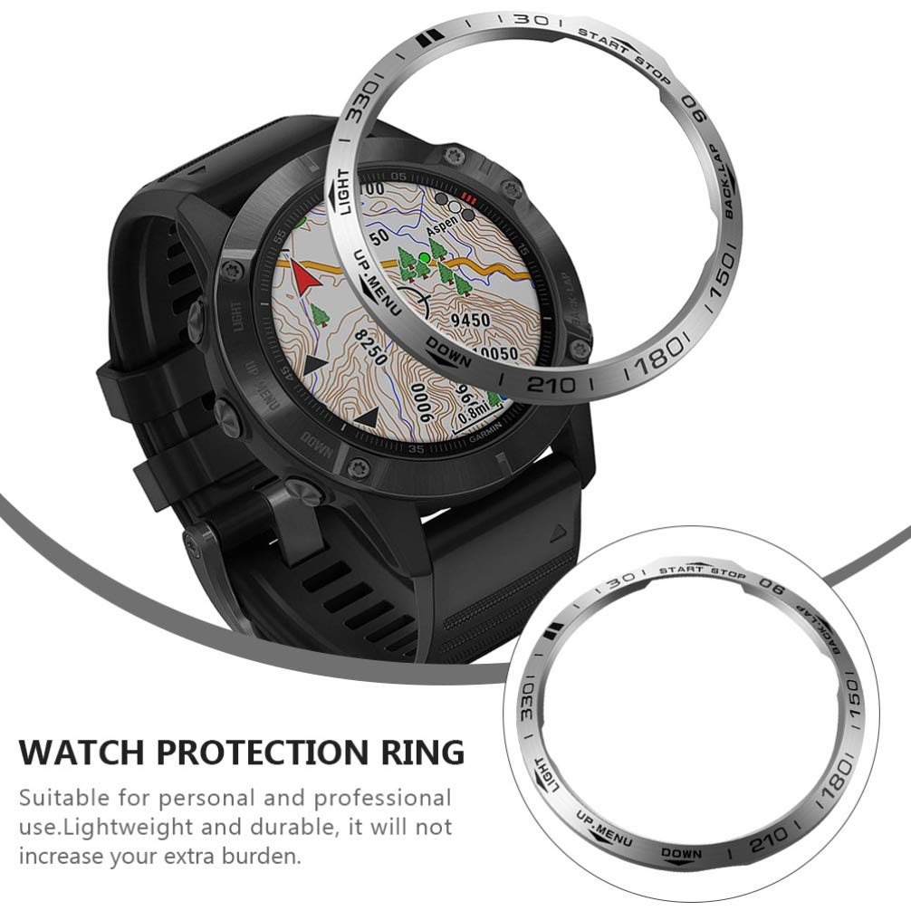 1PC Stainless Steel Watch Bezel Ring Case Cover for Garmin Fenix 6X - Durable Metal Protective Ring Replacement - Perfect for Outdoor Sports, Hiking & Adventure Activities