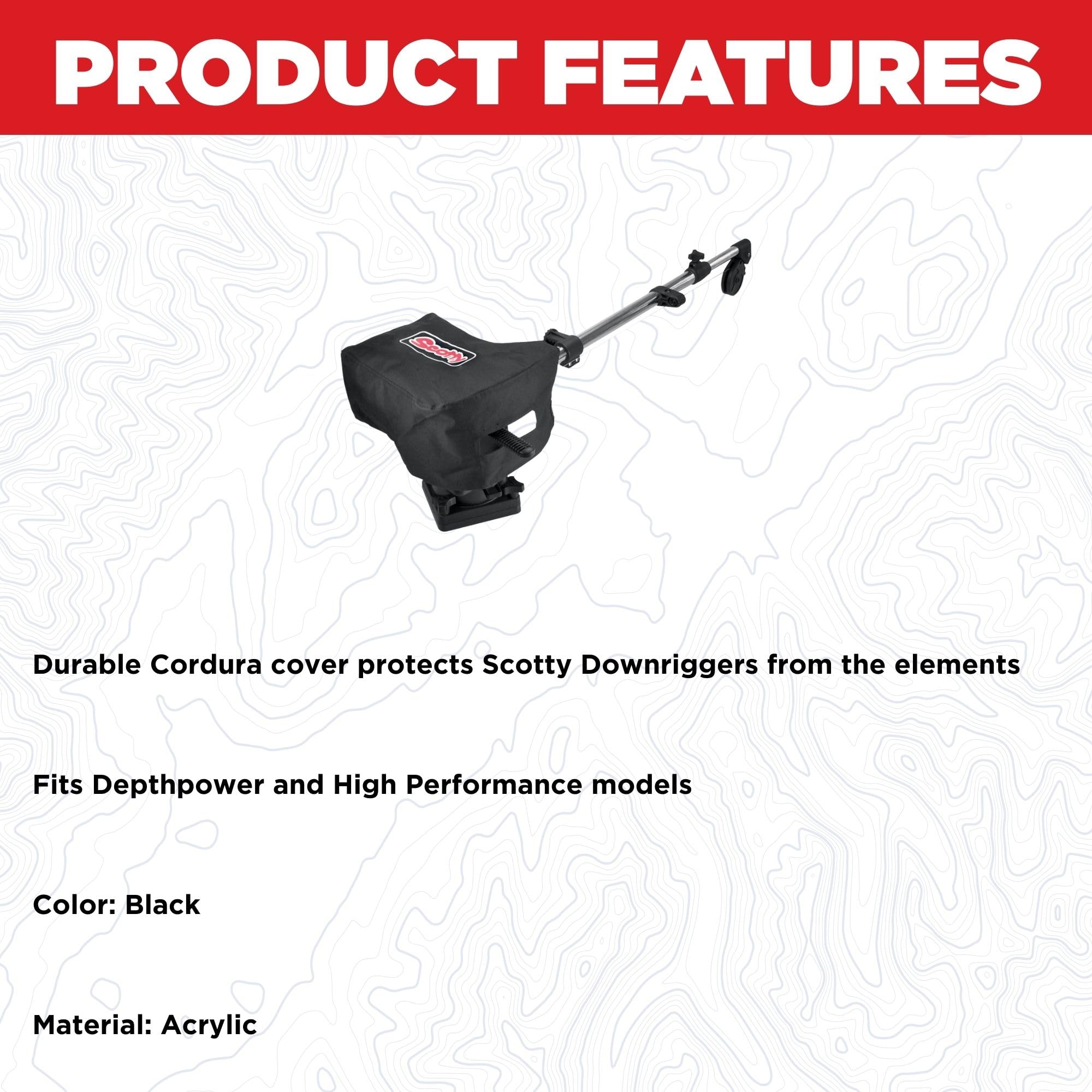 Scotty #3015 Black Fabric Cover for Electric Downrigger - Waterproof Protection for Fishing Gear & Boat Accessories (Ideal for Saltwater & Freshwater Fishing)