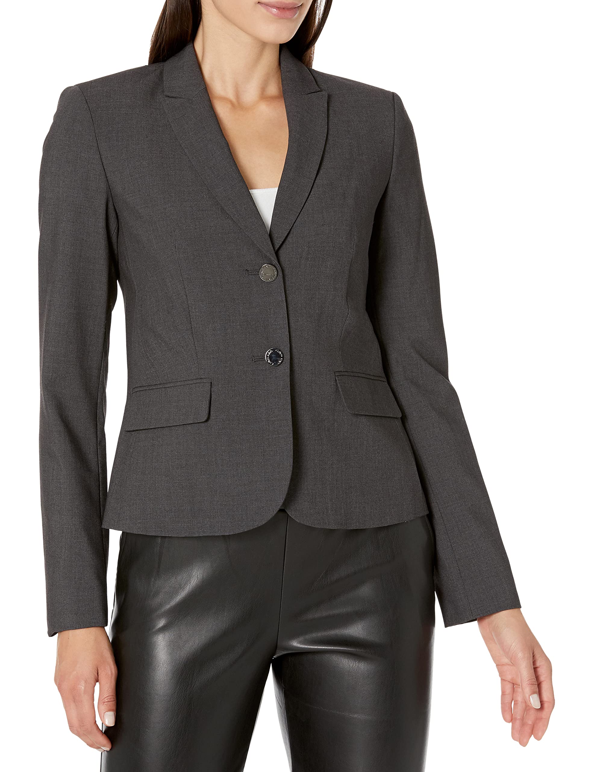 Calvin Klein Women's Two Button Lux Blazer for Petite, Standard & Plus Sizes | Professional Office Wear & Formal Occasions