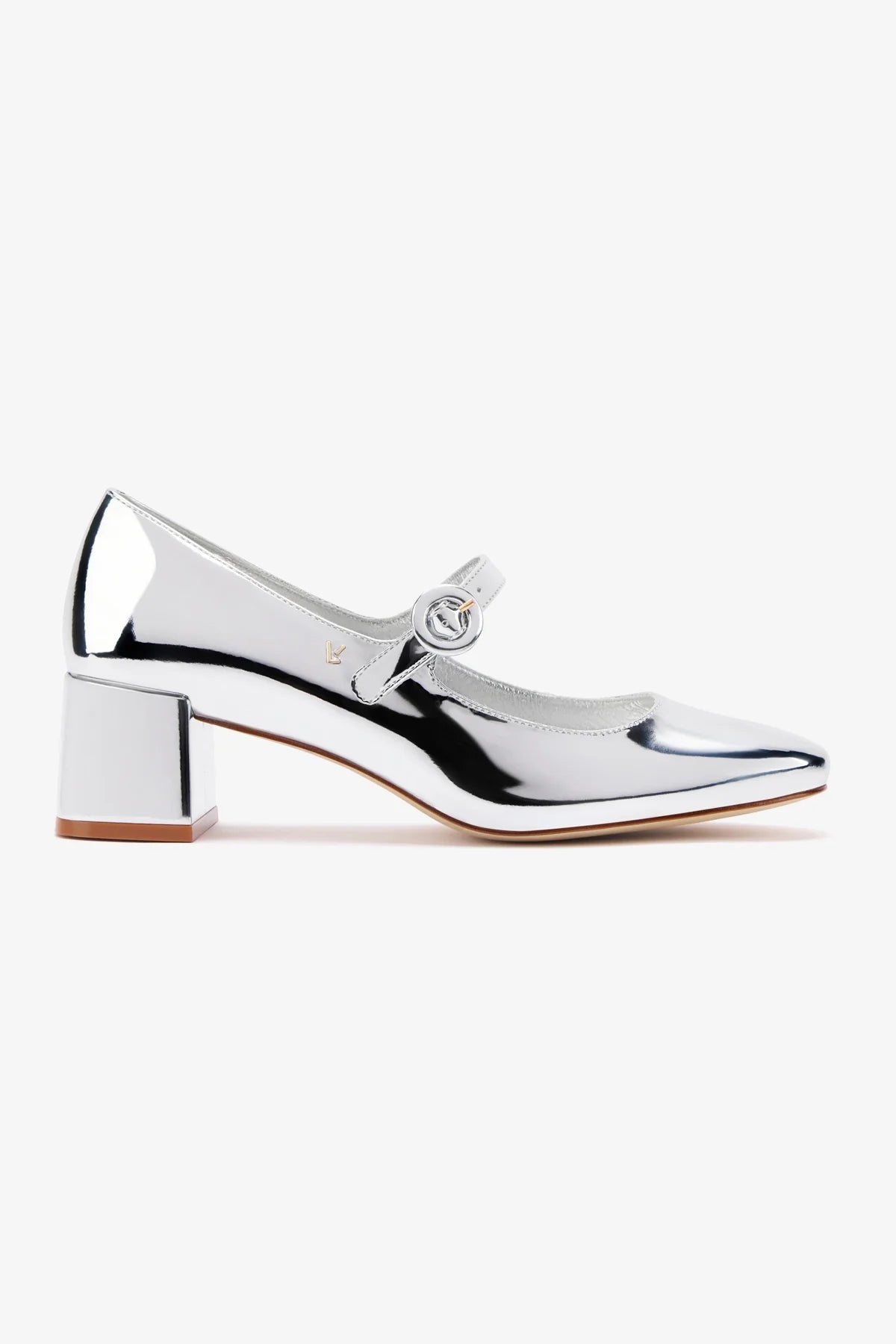 Blair Block Heel Pump Shoes for Women - Silver Specchio Mirror Finish - Elegant High Heels for Parties, Weddings & Evening Events