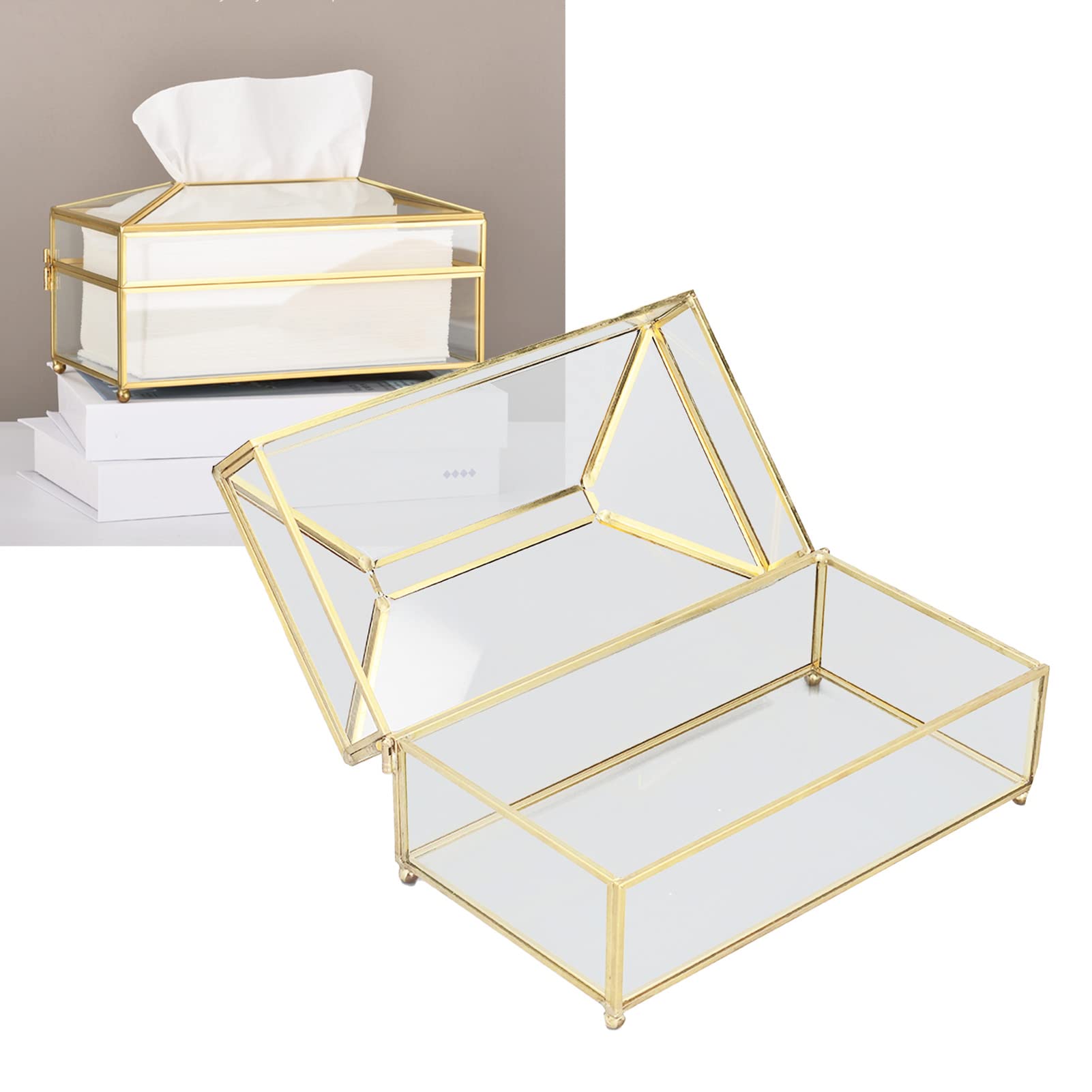Elegant Clear Glass Tissue Box Holder - Rectangular Decorative Napkin Storage Box for Facial Tissues | Perfect for Living Room, Bedroom & Bathroom Organization